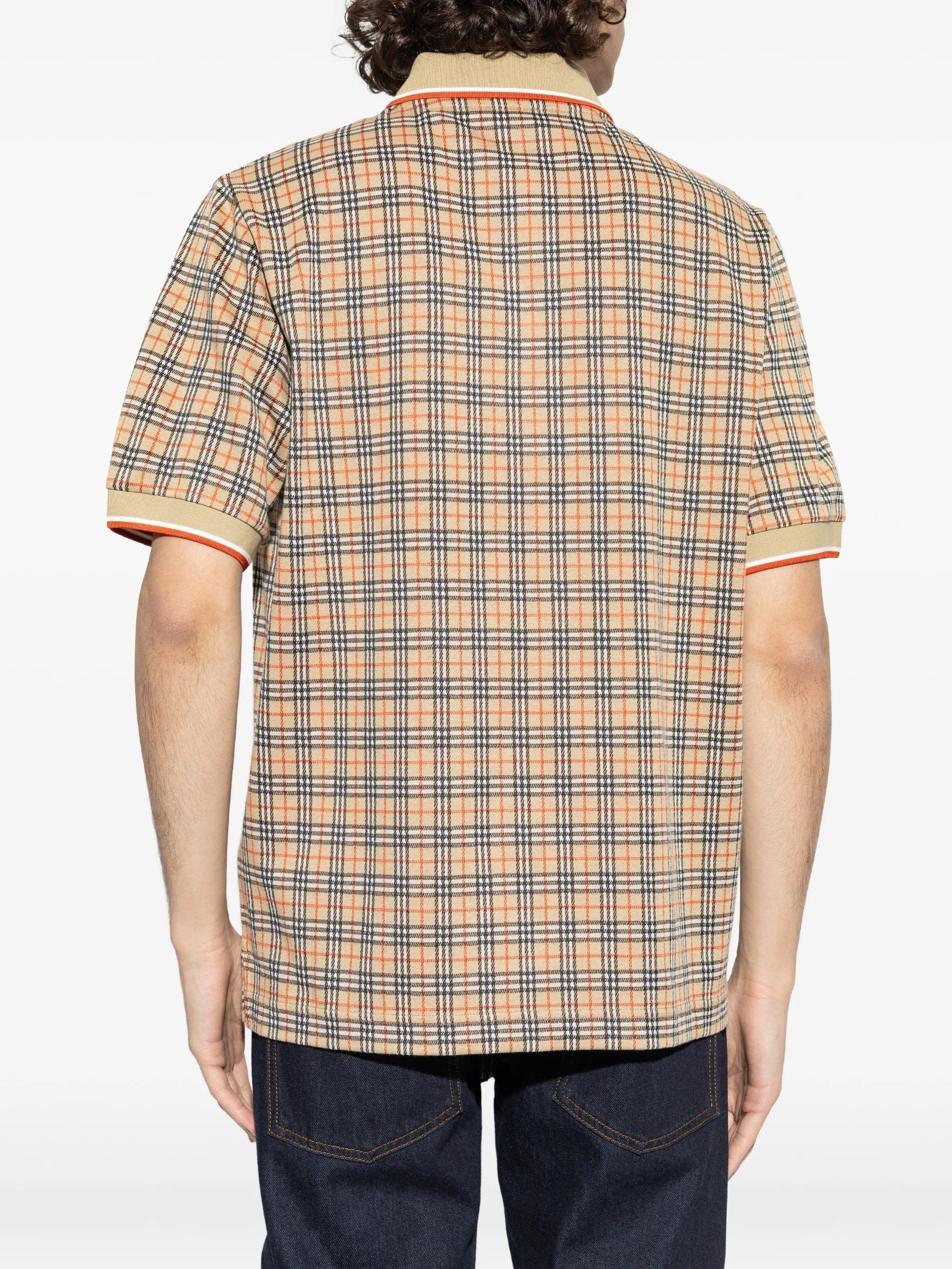 Burberry check - pattern logo - detail polo shirt
