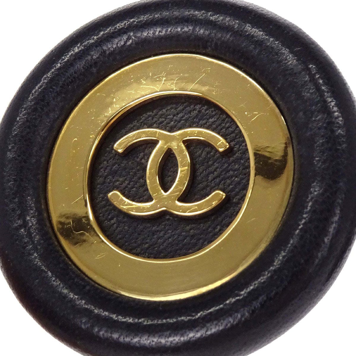 Chanel Button Clip - On Earrings Black 93P