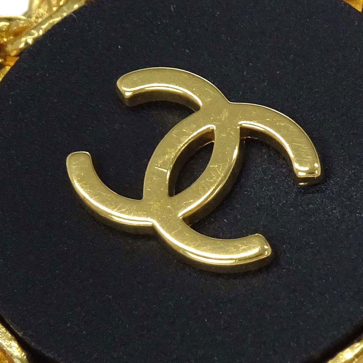 Chanel Button Clip - On Earrings Black 94P