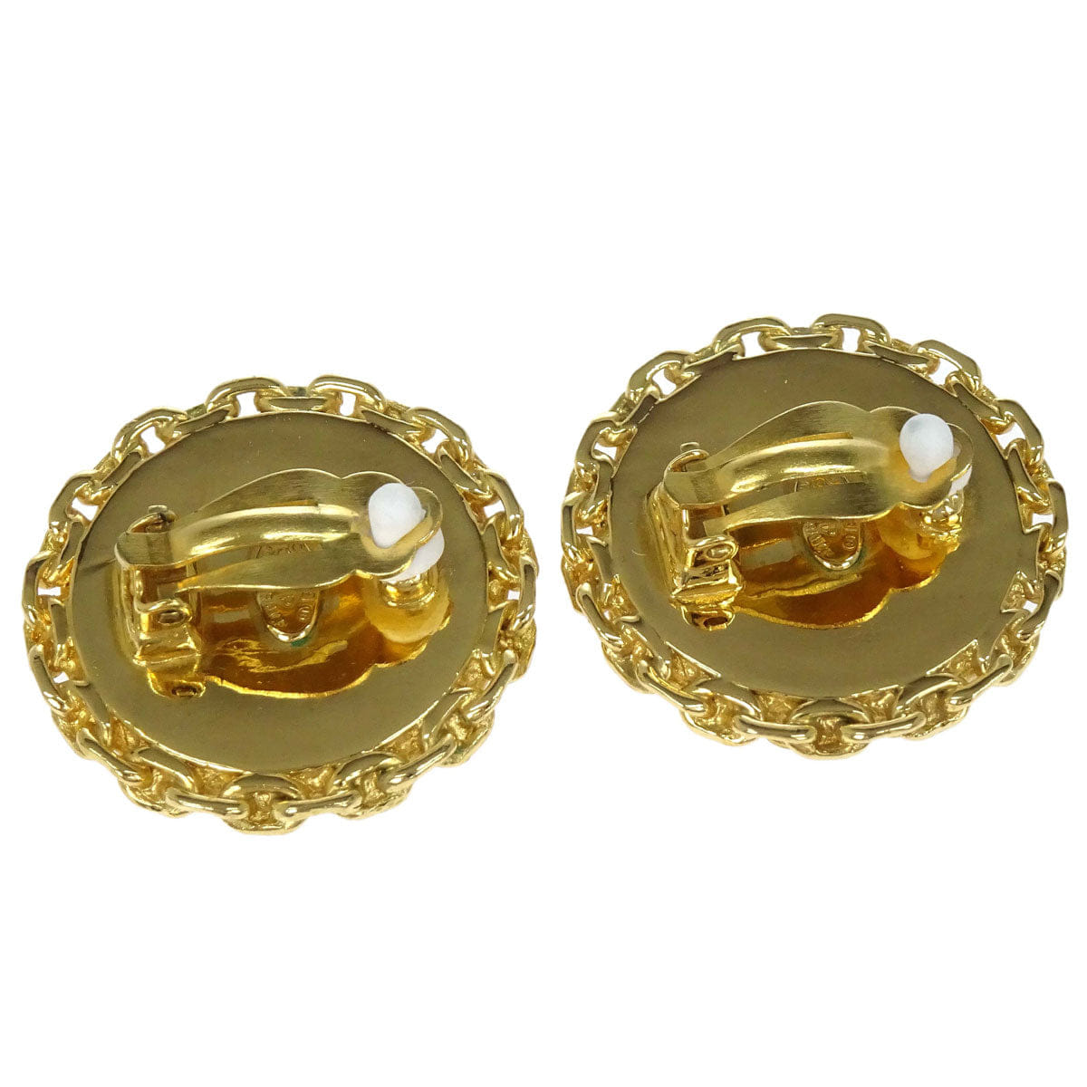Chanel Button Clip - On Earrings Black 94P