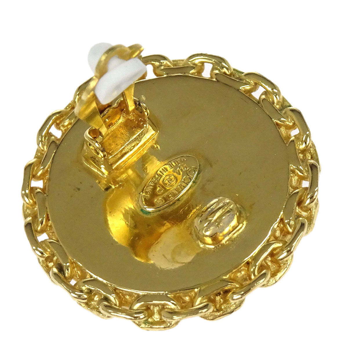 Chanel Button Clip - On Earrings Black 94P