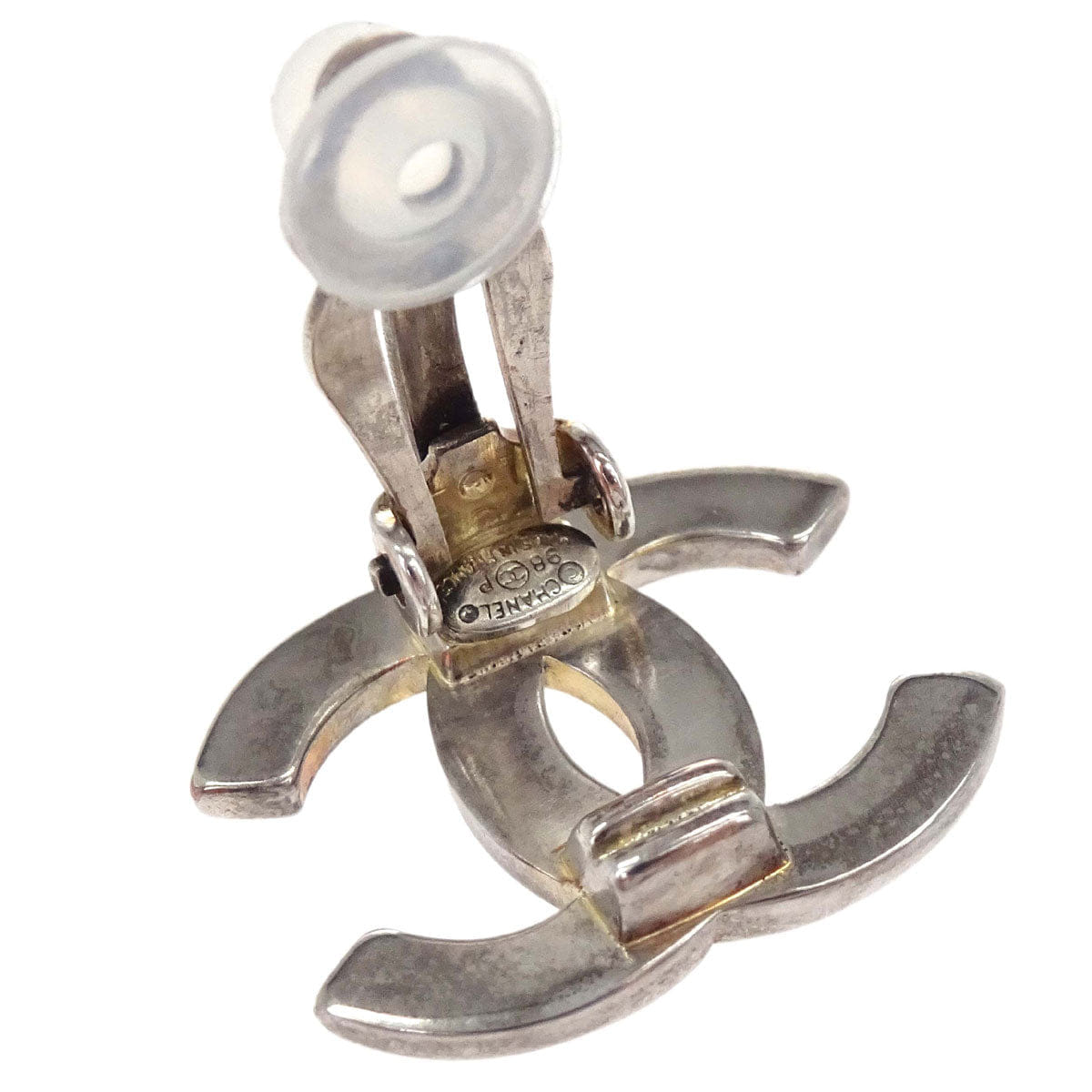 Chanel CC Clip - On Earrings Silver 98P