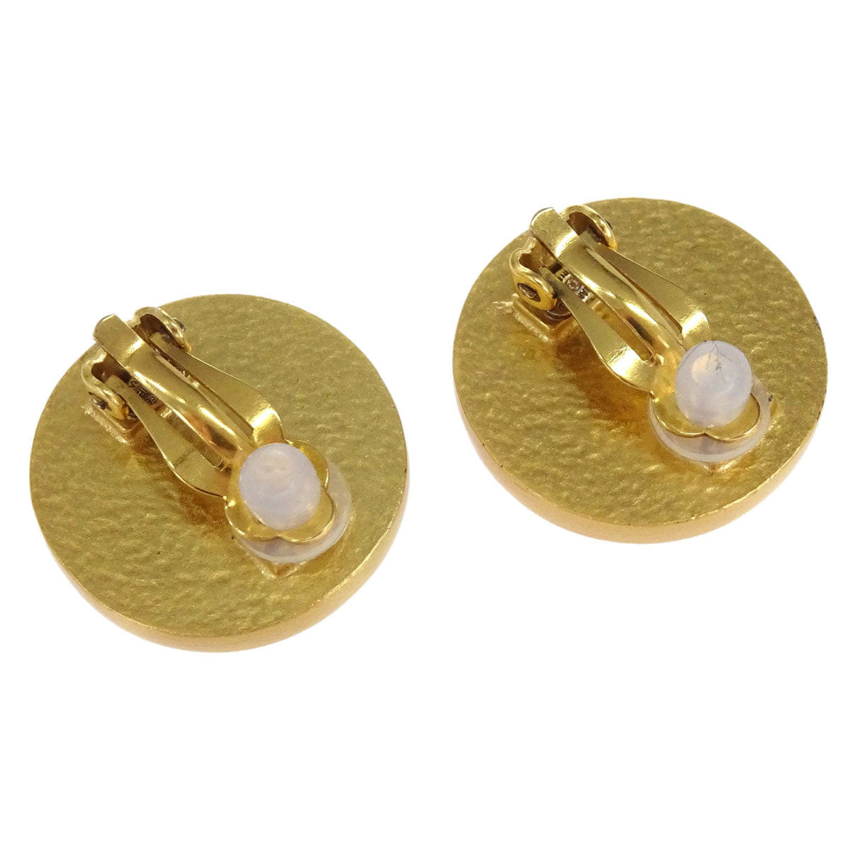 Chanel Button Clip - On Earrings Gold Black 01P