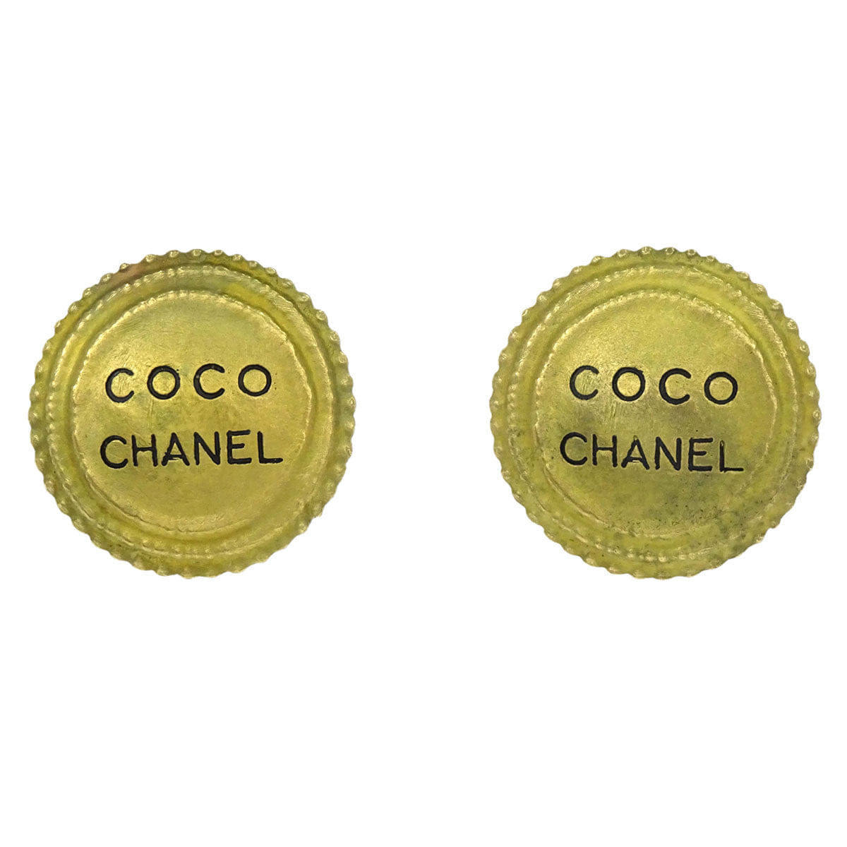 Chanel Button Clip - On Earrings Gold 94P