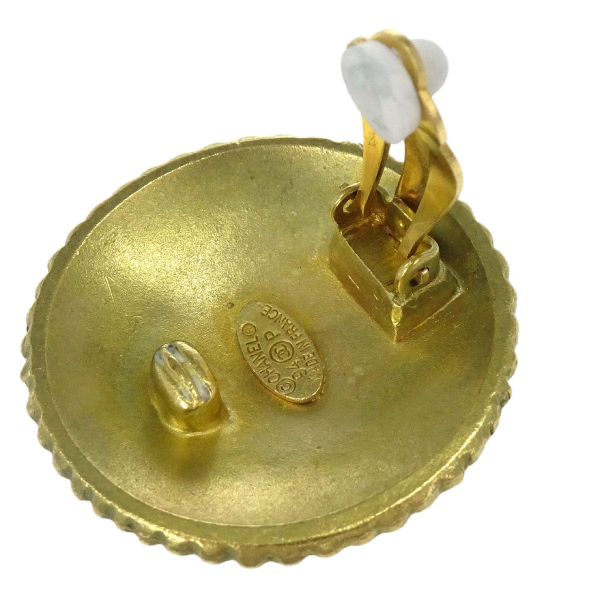 Chanel Button Clip - On Earrings Gold 94P