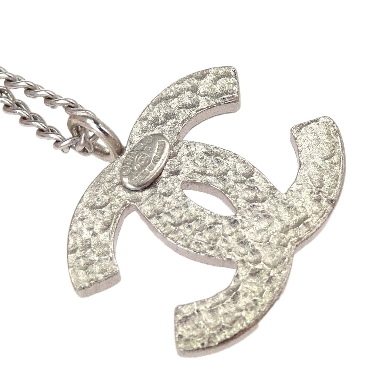 Chanel CC Chain Necklace Silver Purple 04P