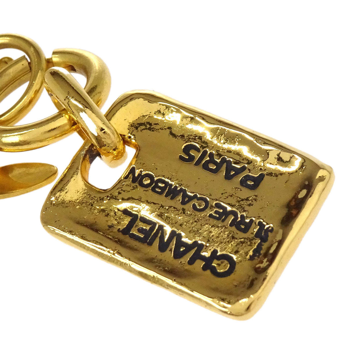 Chanel Rectangle Chain Necklace Pendant Gold