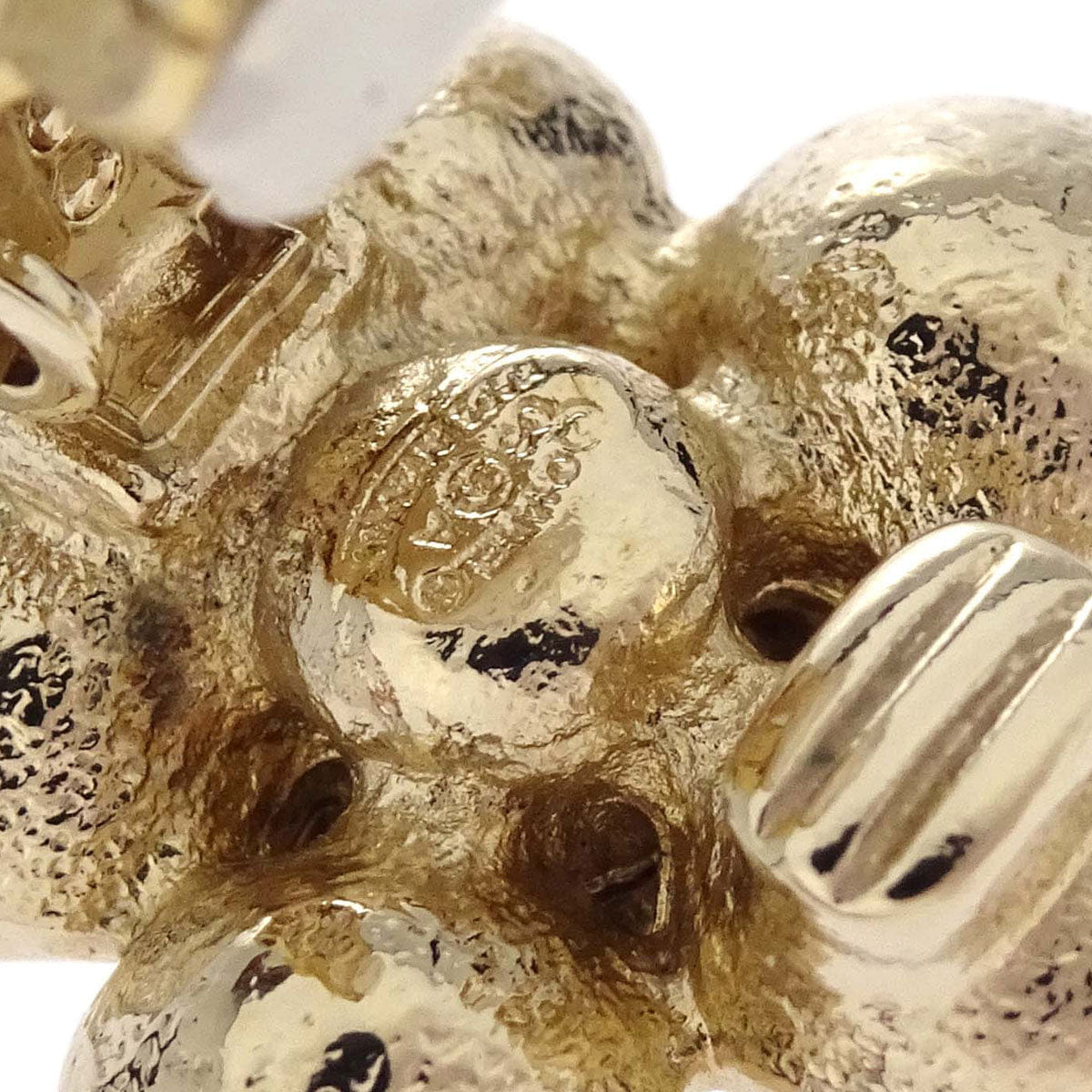 Chanel Flower Clip - On Earrings Gold Rhinestone 06A