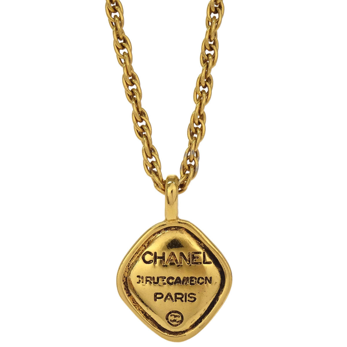 Chanel Gold Rhombus Pendant Necklace