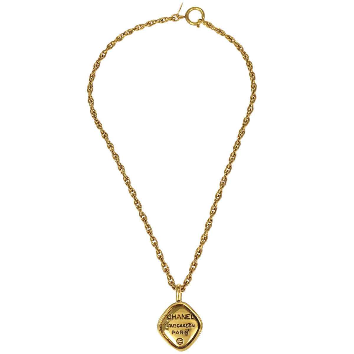 Chanel Gold Rhombus Pendant Necklace