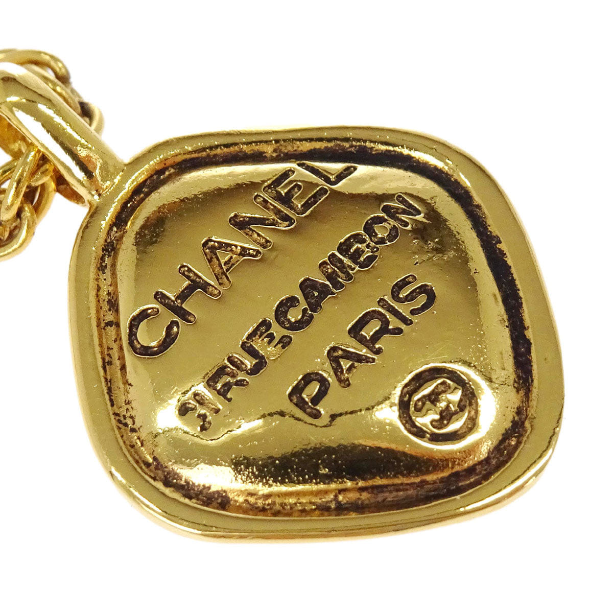 Chanel Gold Rhombus Pendant Necklace