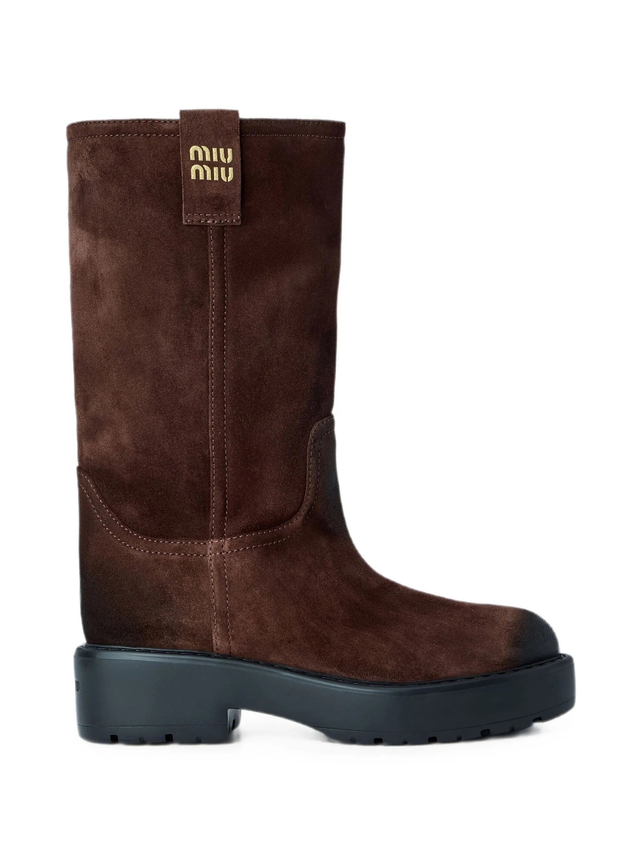 Miu Miu round - toe suede boots