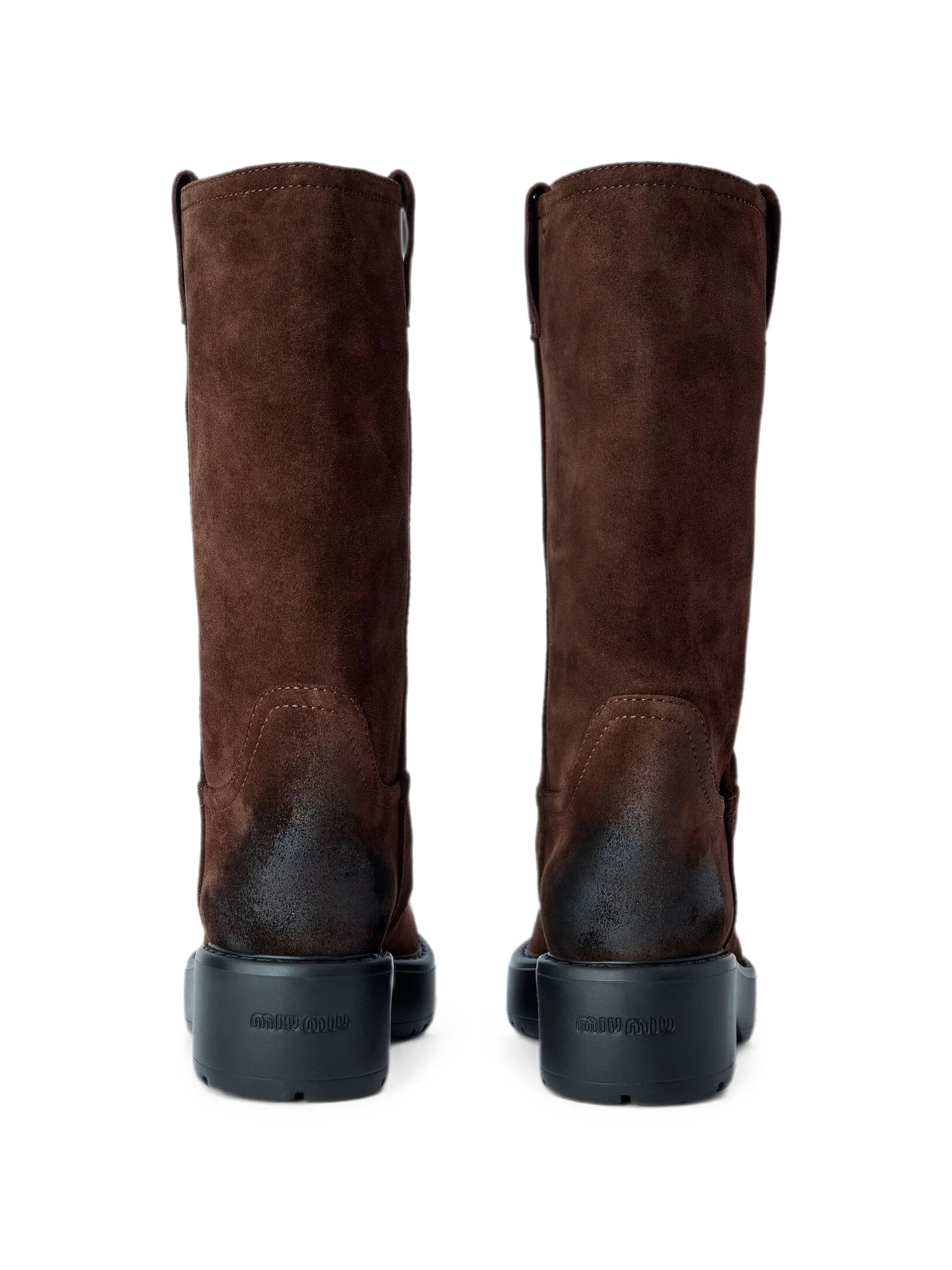 Miu Miu round - toe suede boots