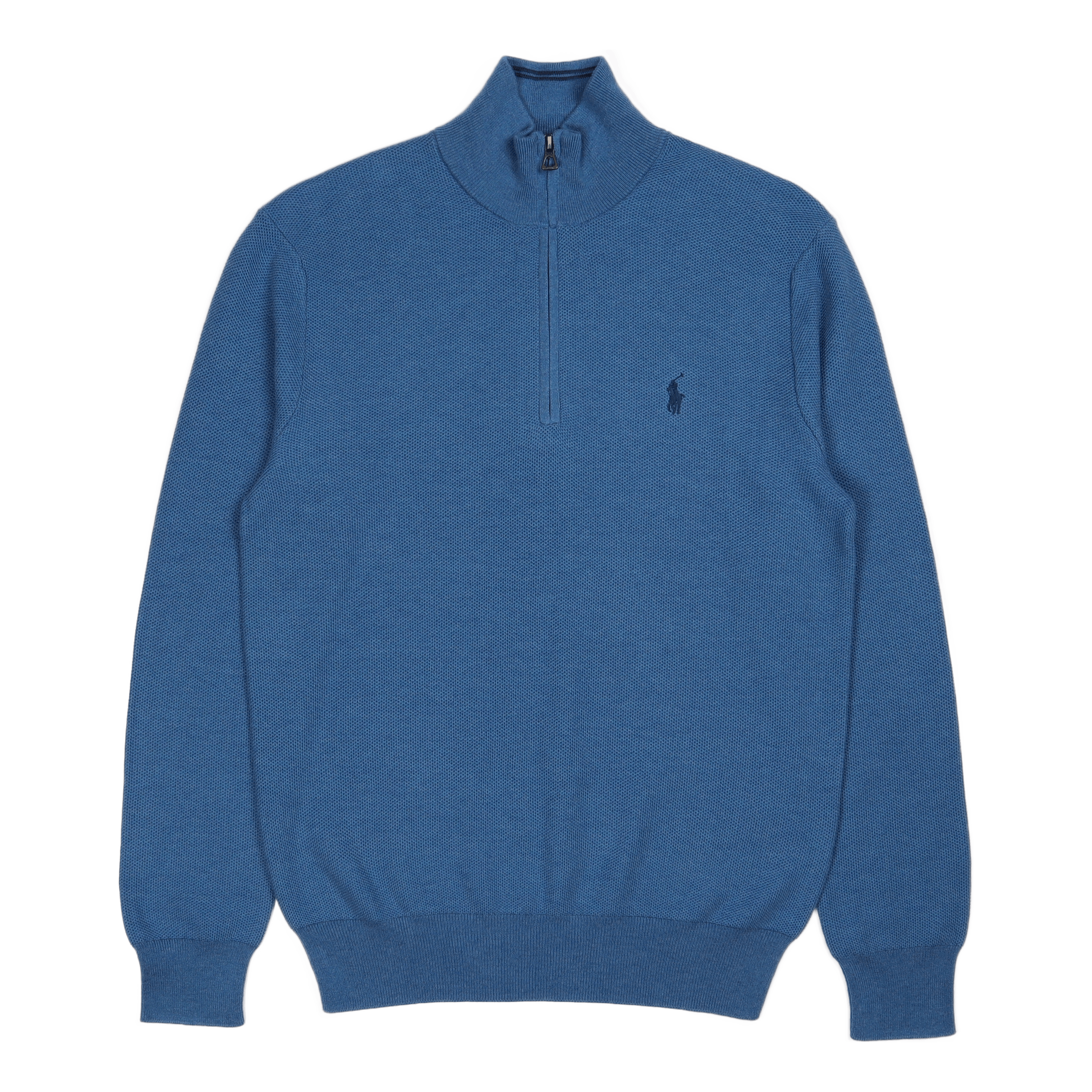 Polo Ralph Lauren Mesh - Knit Cotton Quarter - Zip Sweater Withdraw Blue Heather