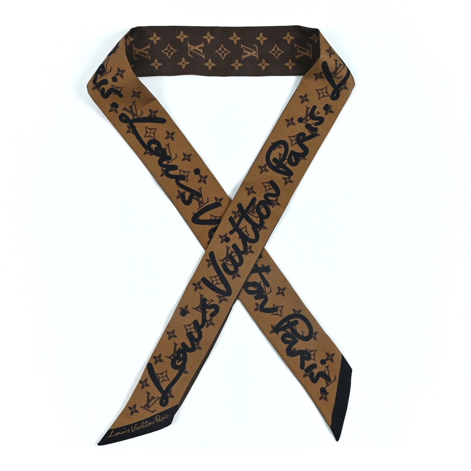 Louis Vuitton Silk Monogram Script BB Bandeau Black