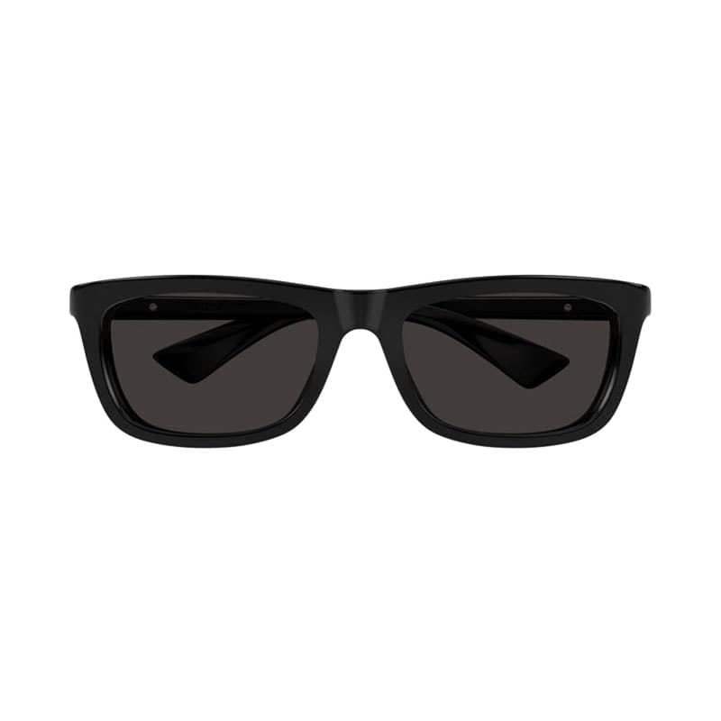 Bottega Veneta Sunglasses Rectangle Full Rim, Shiny Black Frame And Grey Lens Bv1328Sa001