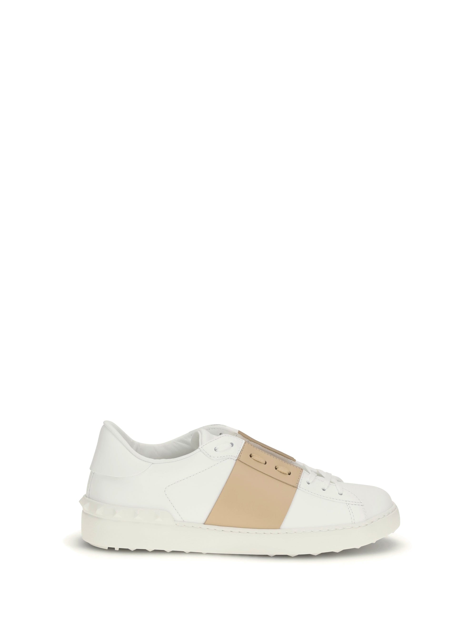 Valentino Garavani Calf Leather Colorblock Sneaker — White