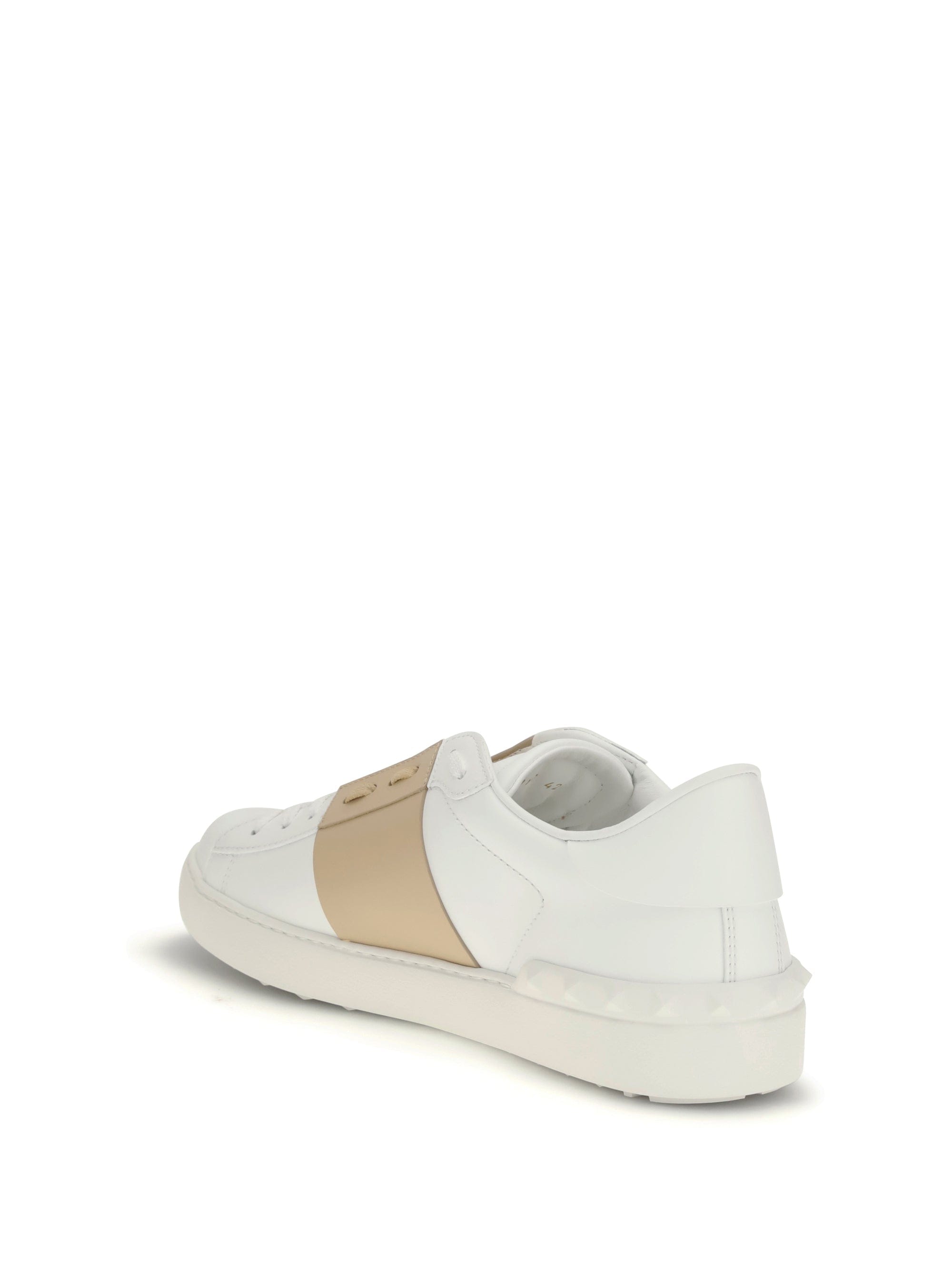 Valentino Garavani Calf Leather Colorblock Sneaker — White