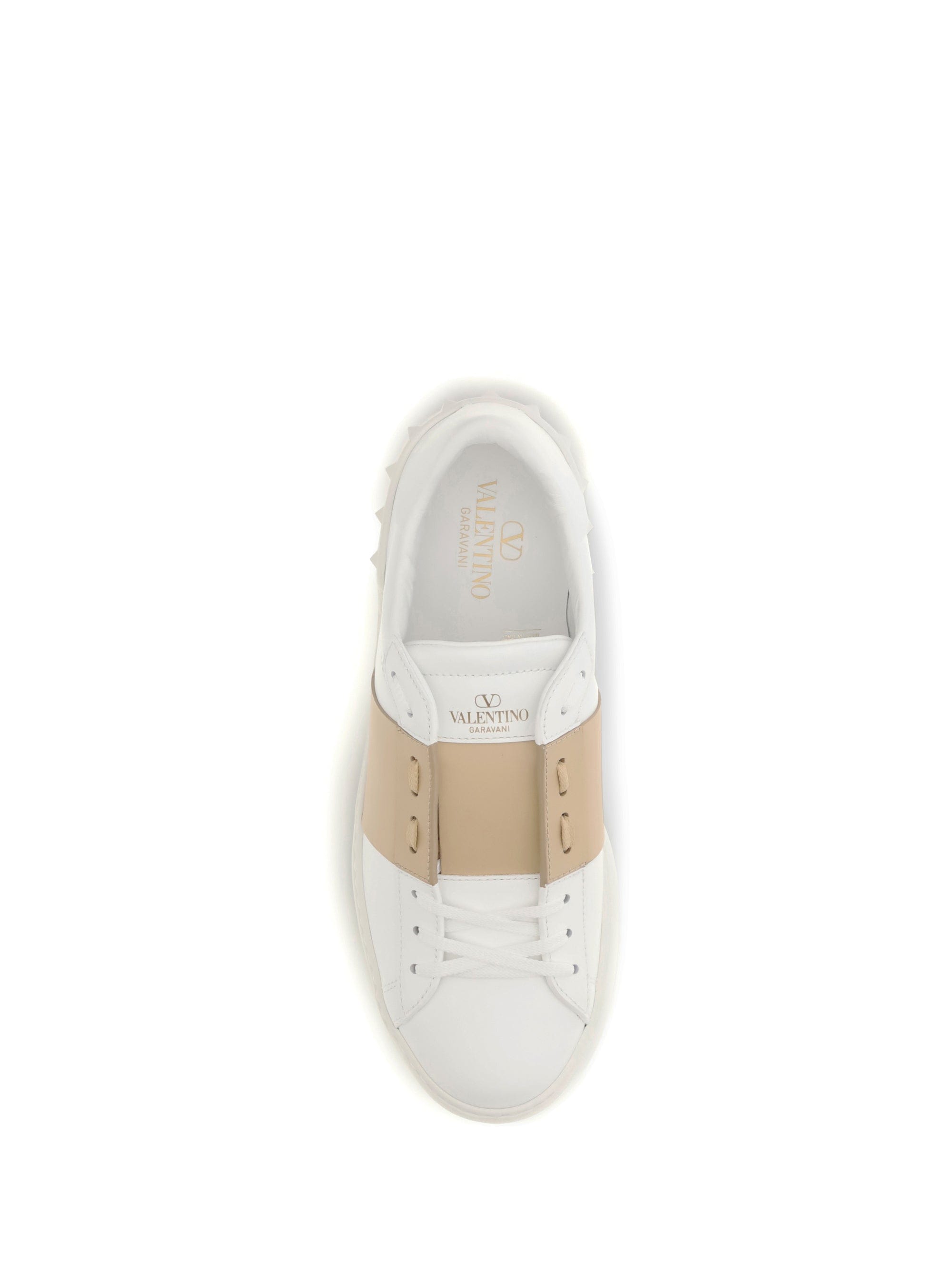 Valentino Garavani Calf Leather Colorblock Sneaker — White