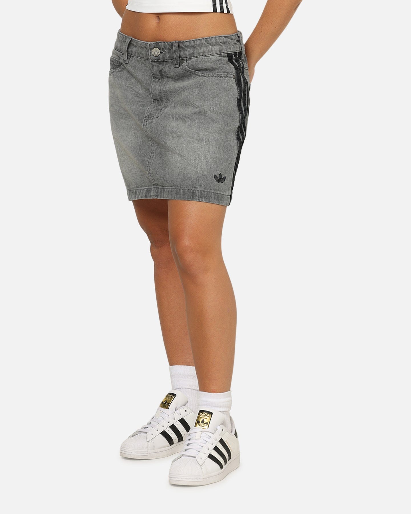 adidas Women's Denim Mini Skirt Washed Grey