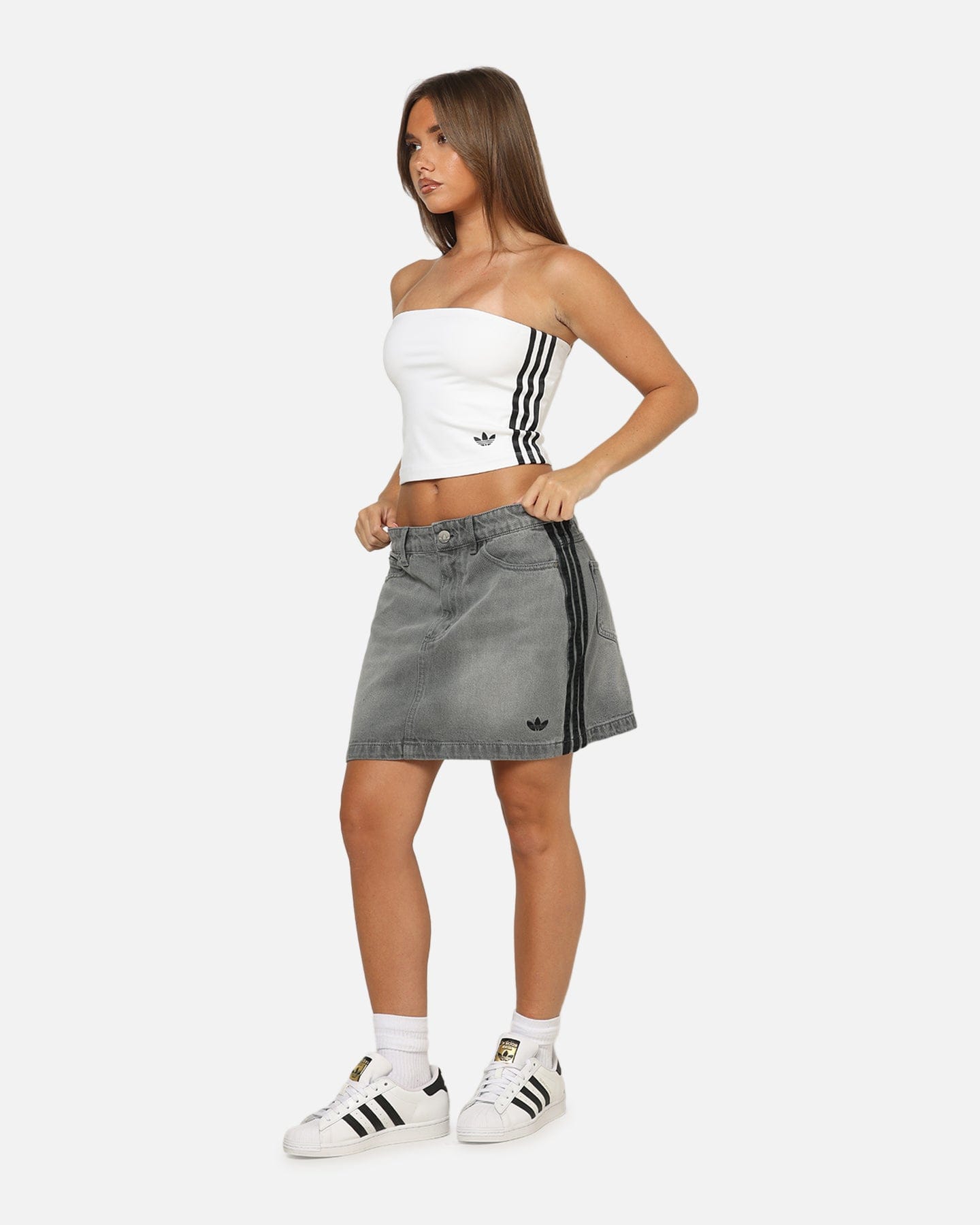 adidas Women's Denim Mini Skirt Washed Grey