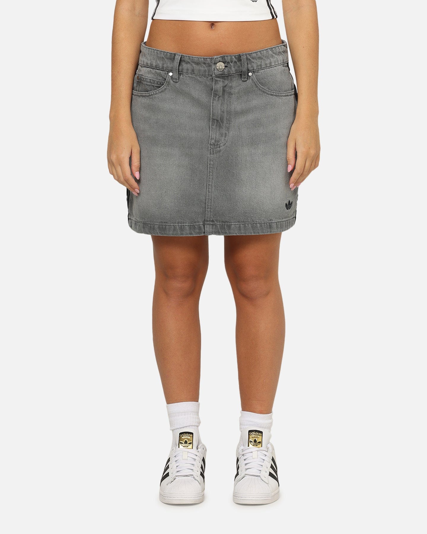 adidas Women's Denim Mini Skirt Washed Grey