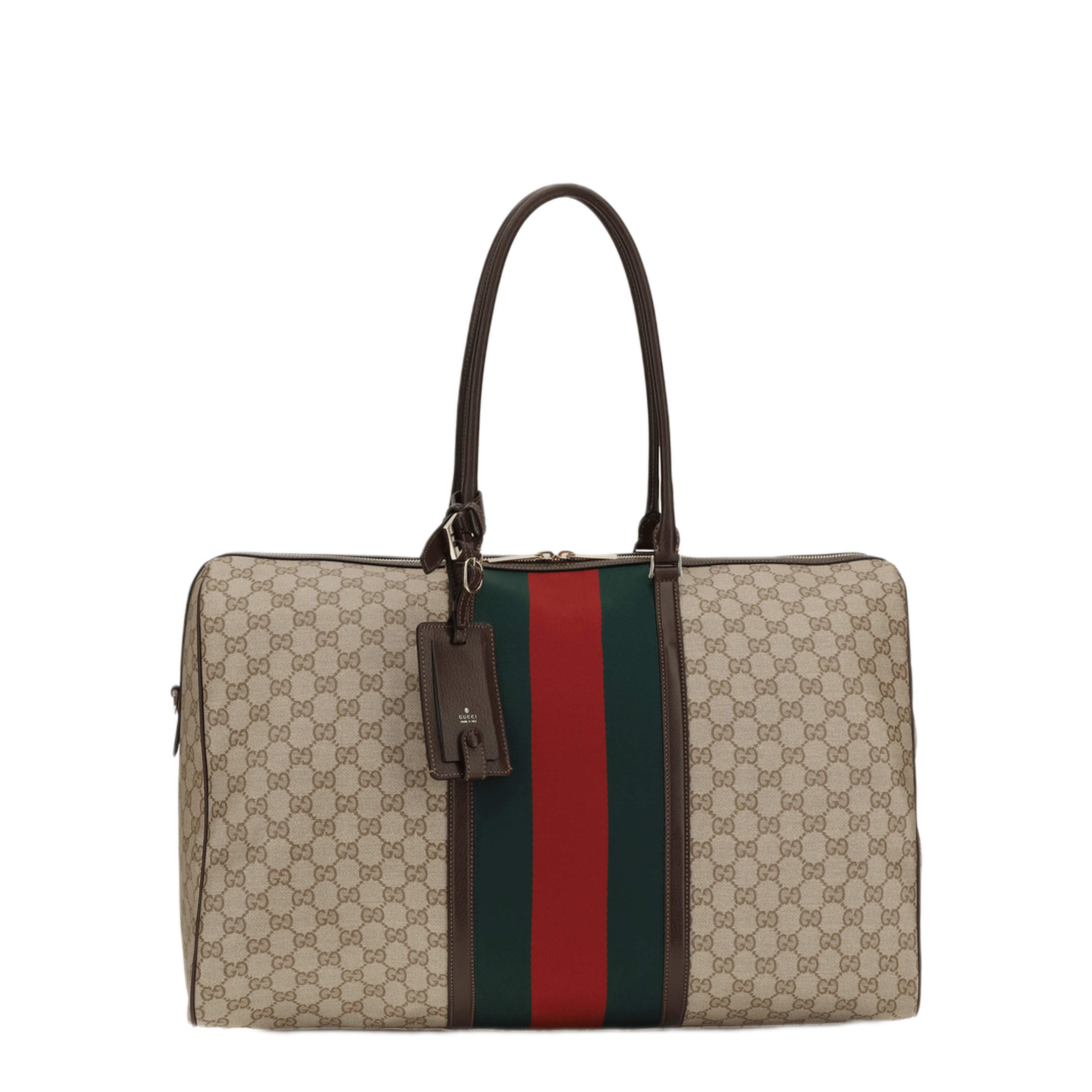Gucci Medium Coated Canvas Duffle Bag - Sand and Dark Brown GG Canvas