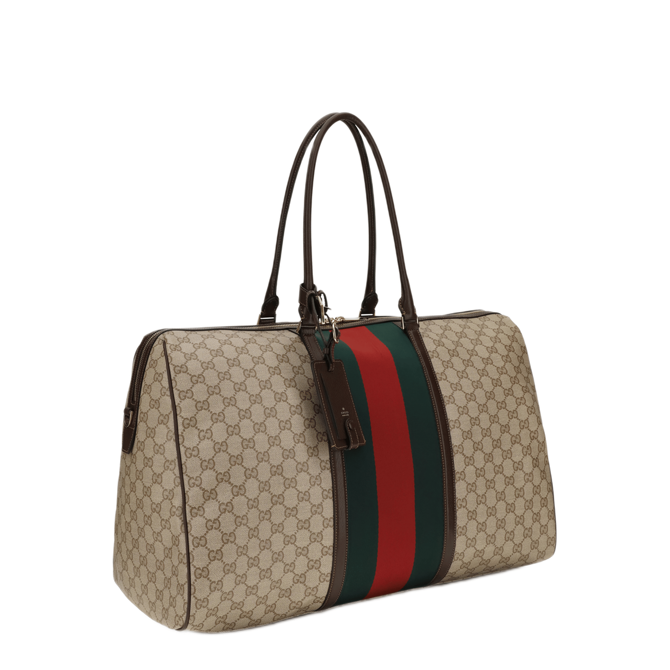 Gucci Medium Coated Canvas Duffle Bag - Sand and Dark Brown GG Canvas