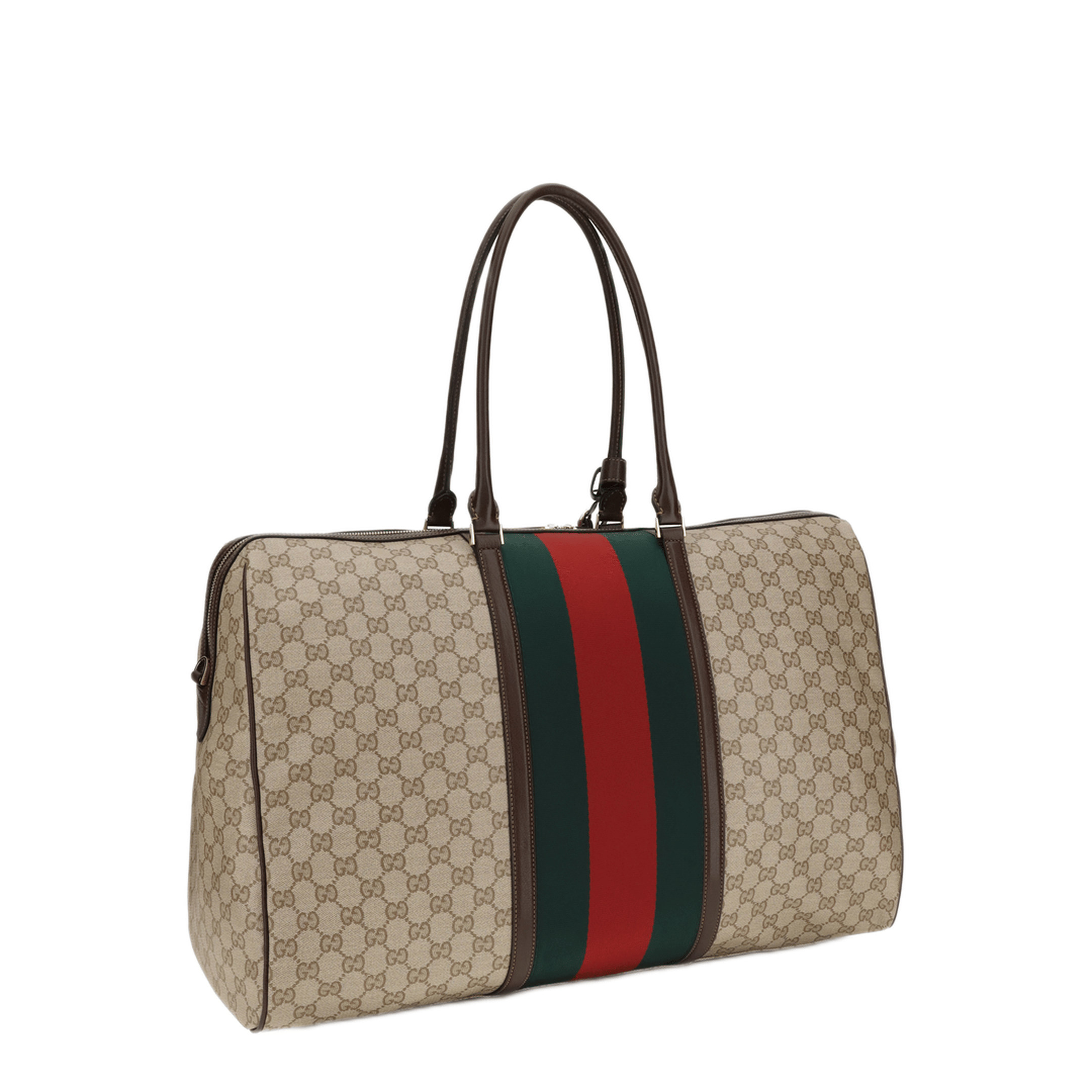 Gucci Medium Coated Canvas Duffle Bag - Sand and Dark Brown GG Canvas
