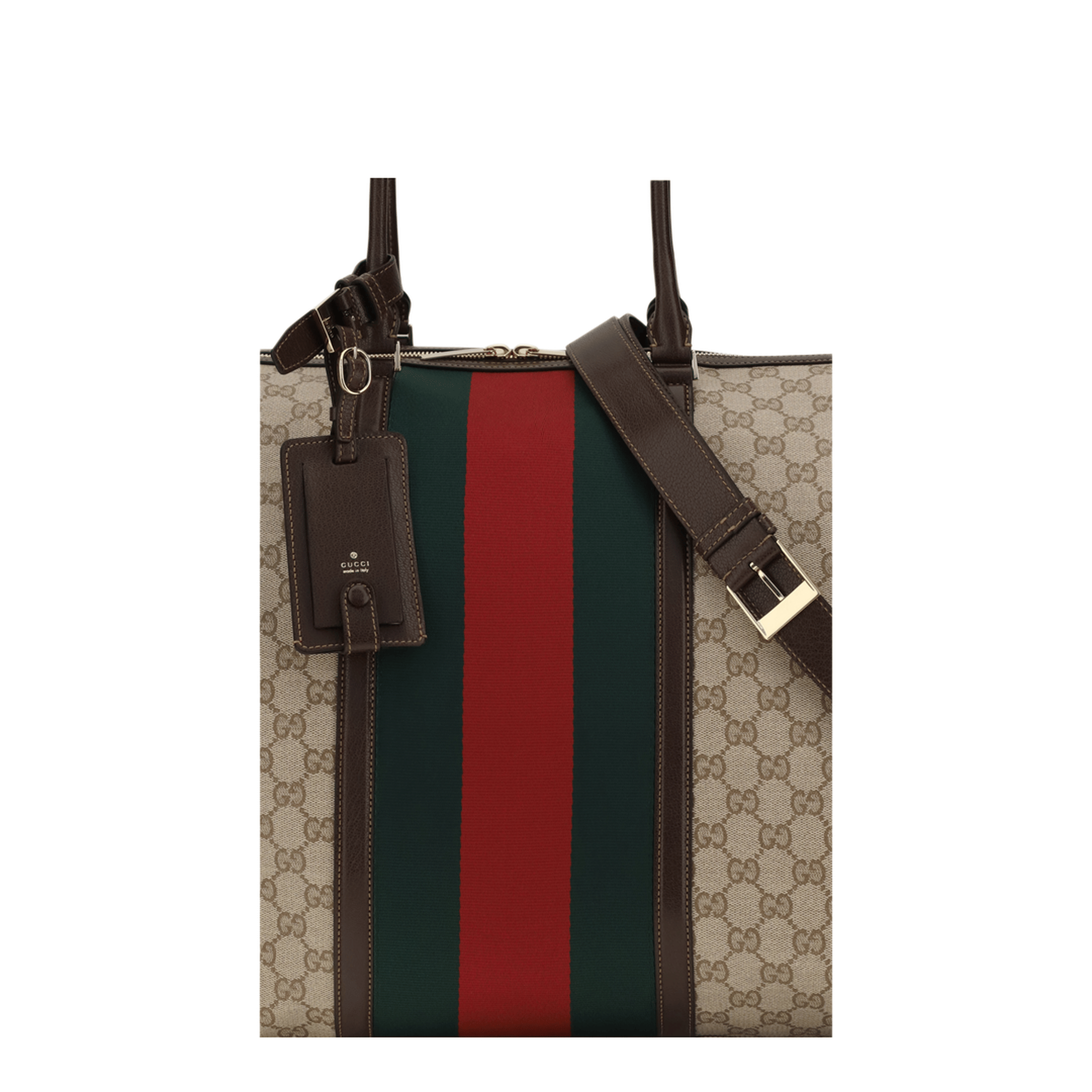 Gucci Medium Coated Canvas Duffle Bag - Sand and Dark Brown GG Canvas