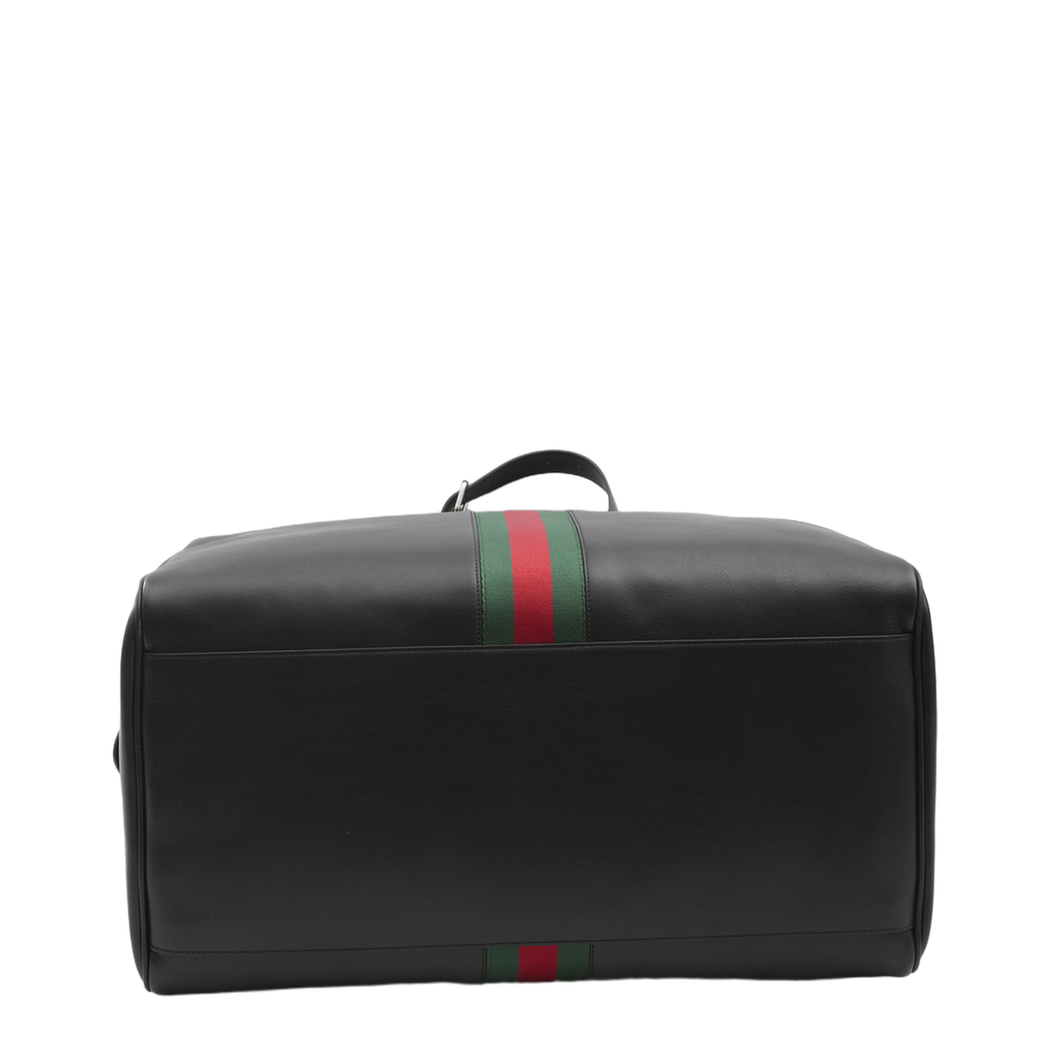 Gucci Web Trademark Medium Black Soft Leather Duffle Bag - Black