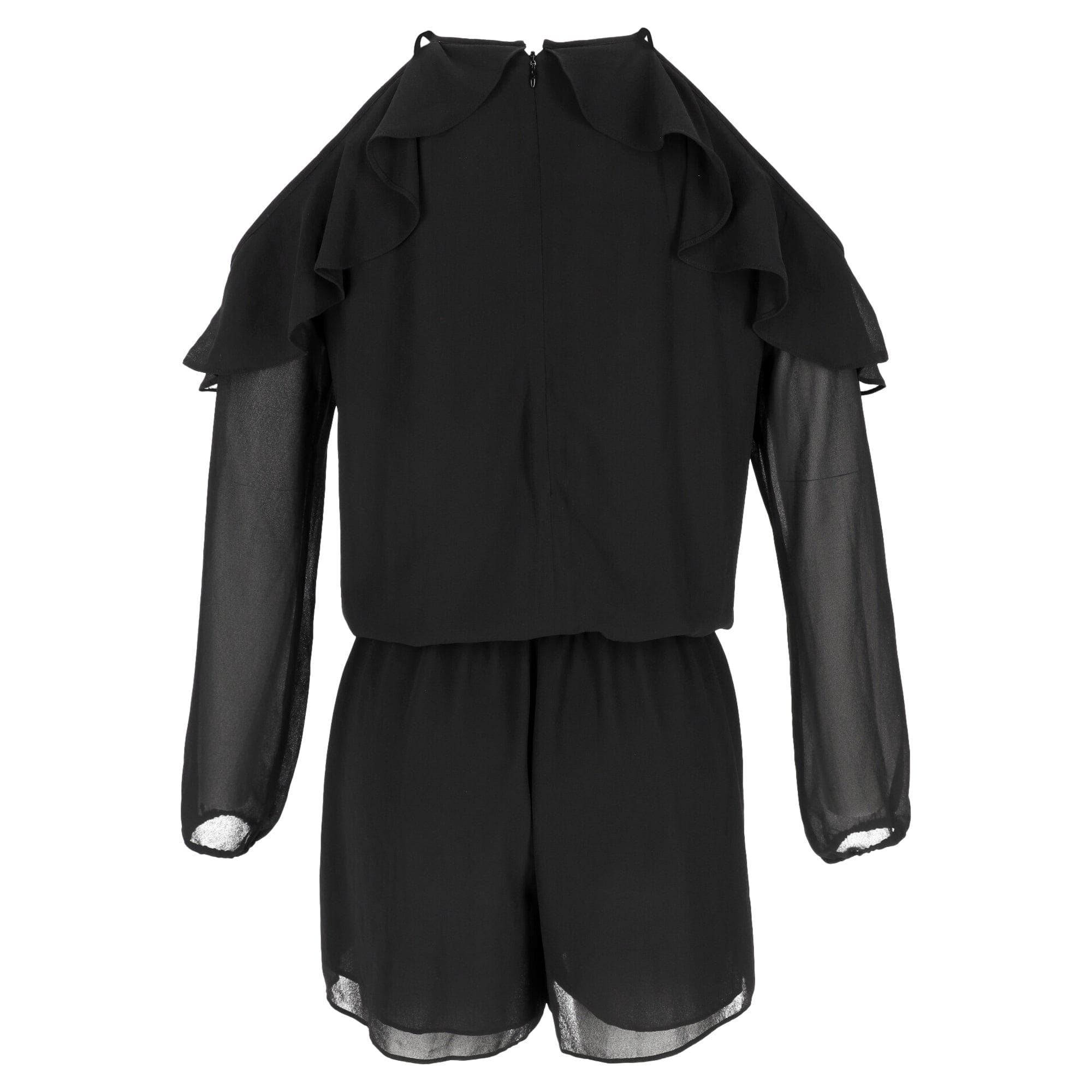 Michael Kors Ruffled Cold Shoulder Jumpsuit in Black Polyester