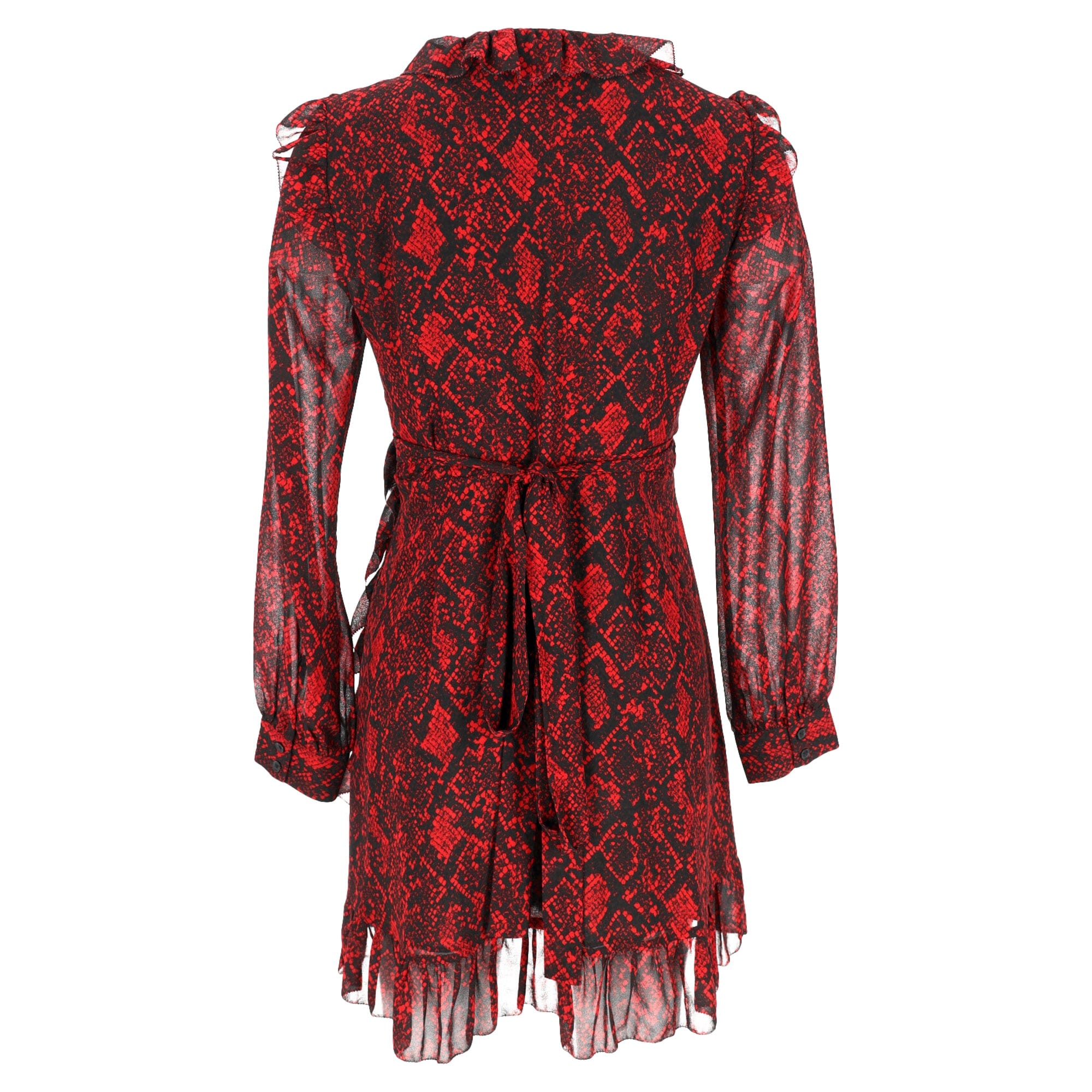 Michael Kors Snakeskin - Print Ruffled Mini Dress in Burgundy Polyester