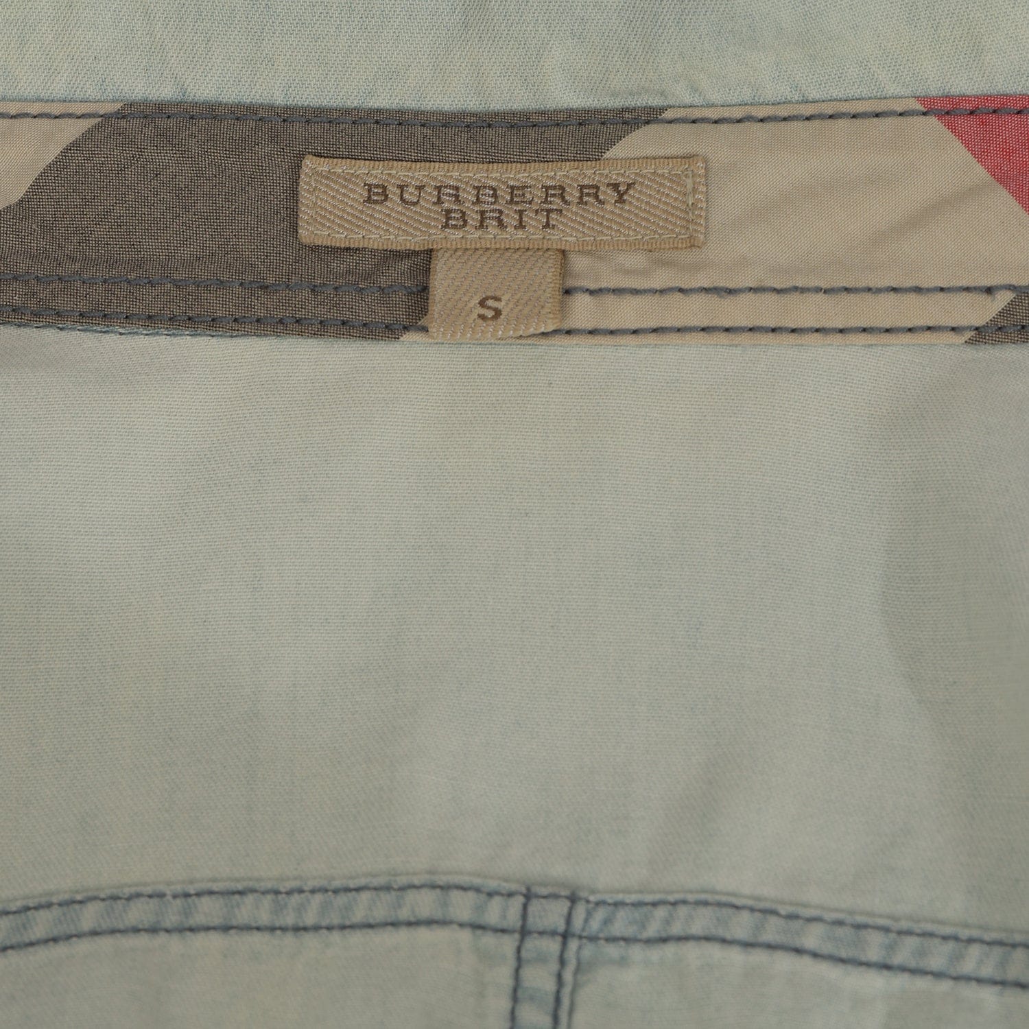 BURBERRY SIZE S WOMEN DENIM DUAL FLAP CHEST POCKETS SHIRT