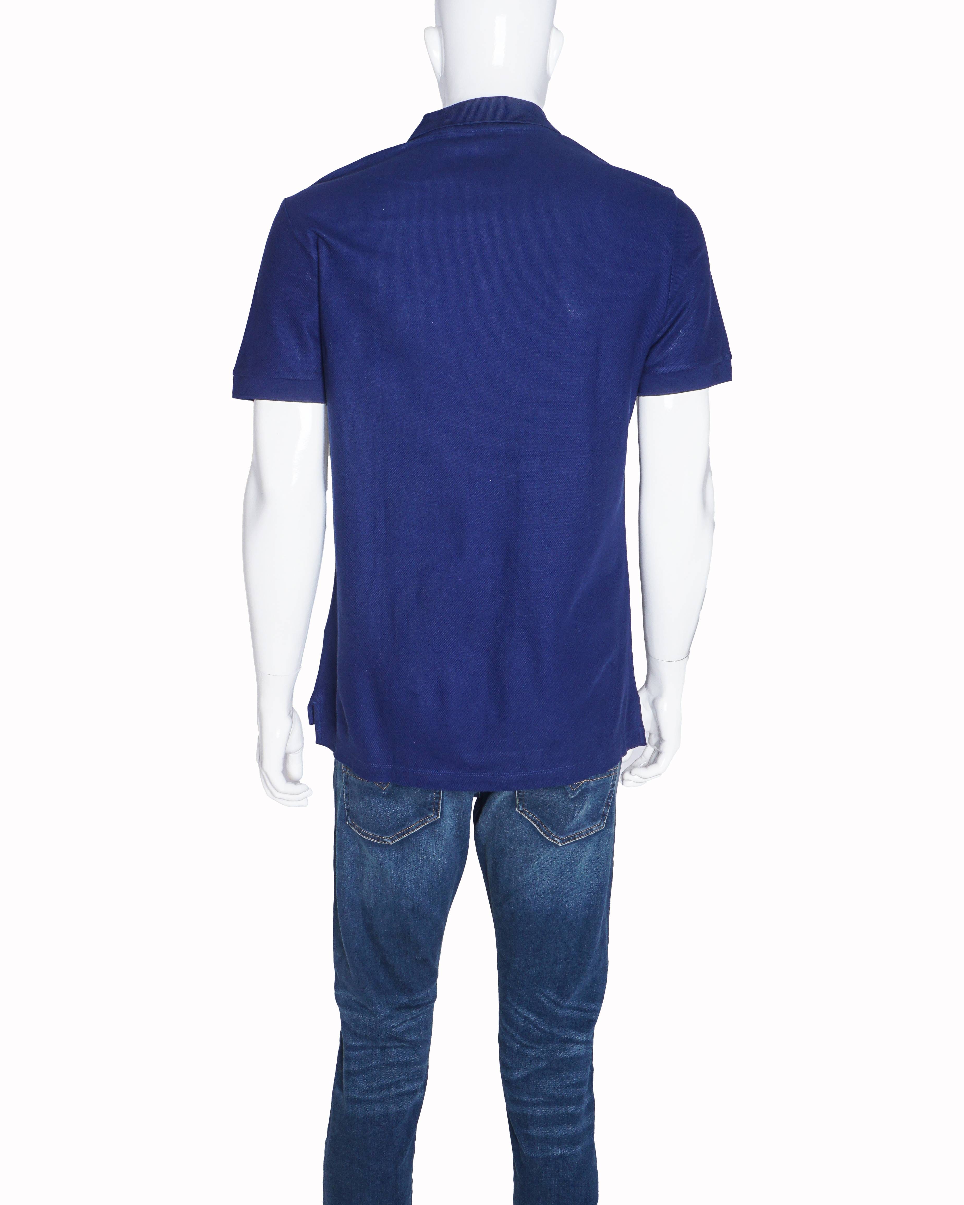 Burberry Royal Blue Cotton Monogram Motif Polo T - Shirt