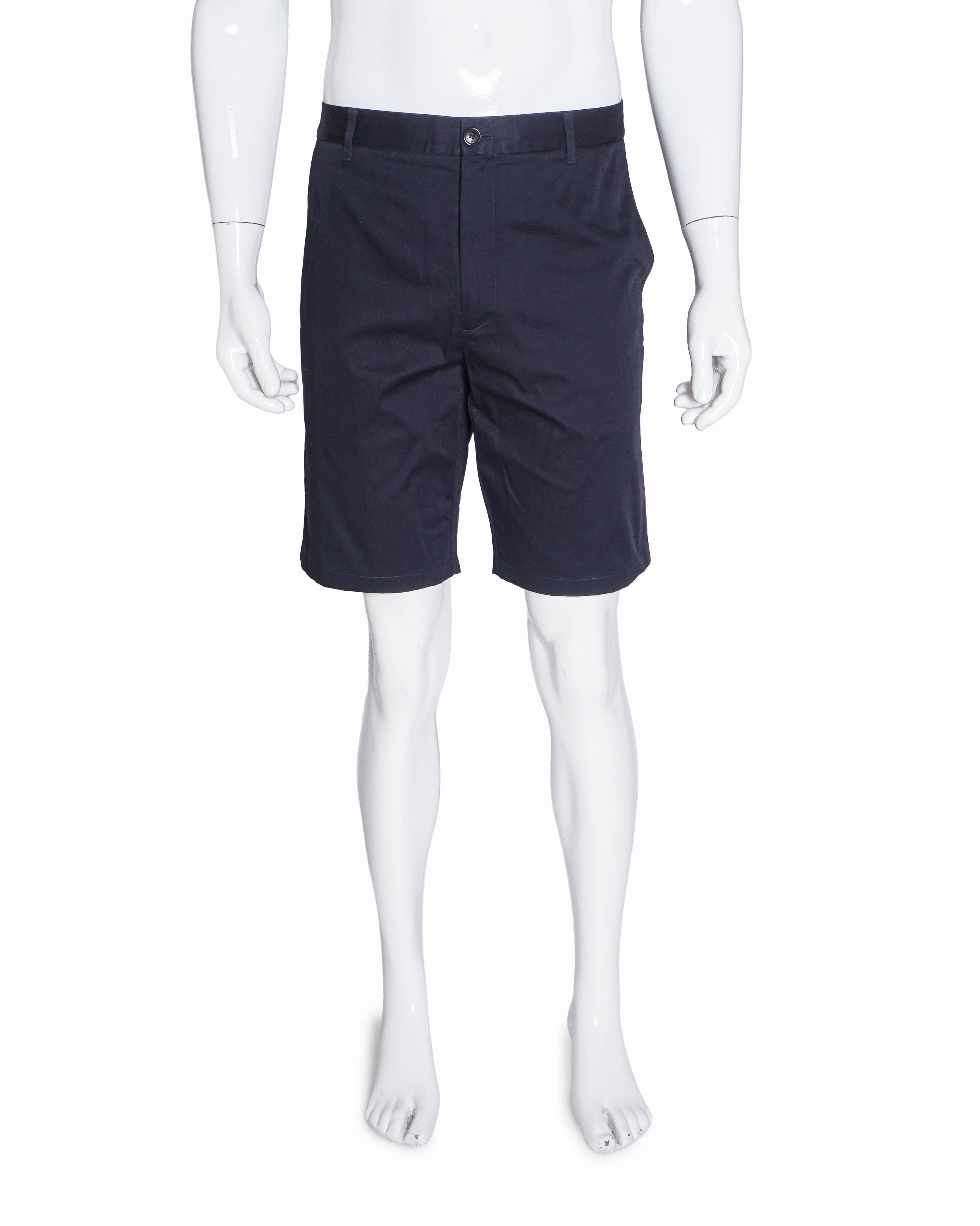 Burberry Men's Navy Cotton Side House Check Stripe Shorts