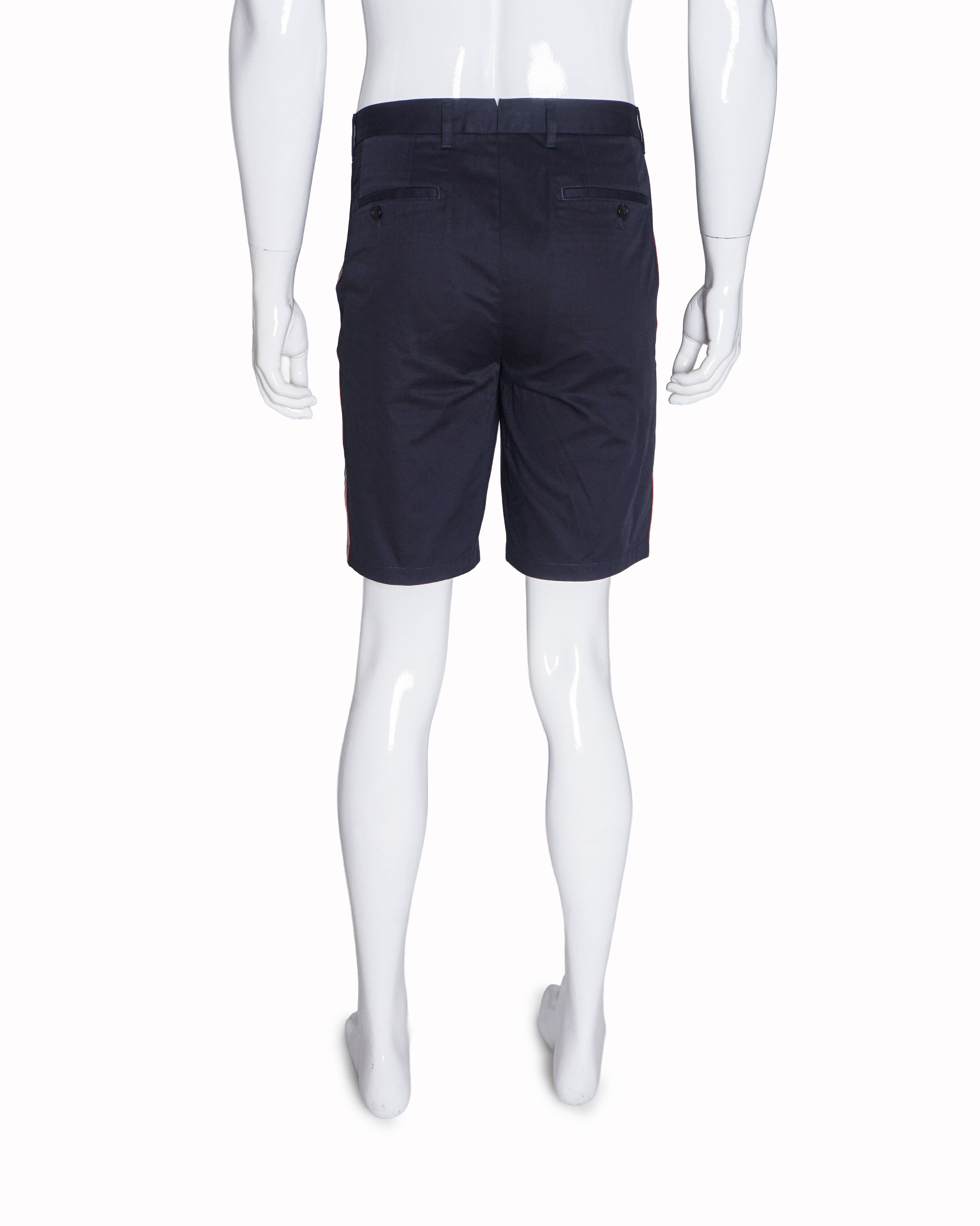 Burberry Men's Navy Cotton Side House Check Stripe Shorts