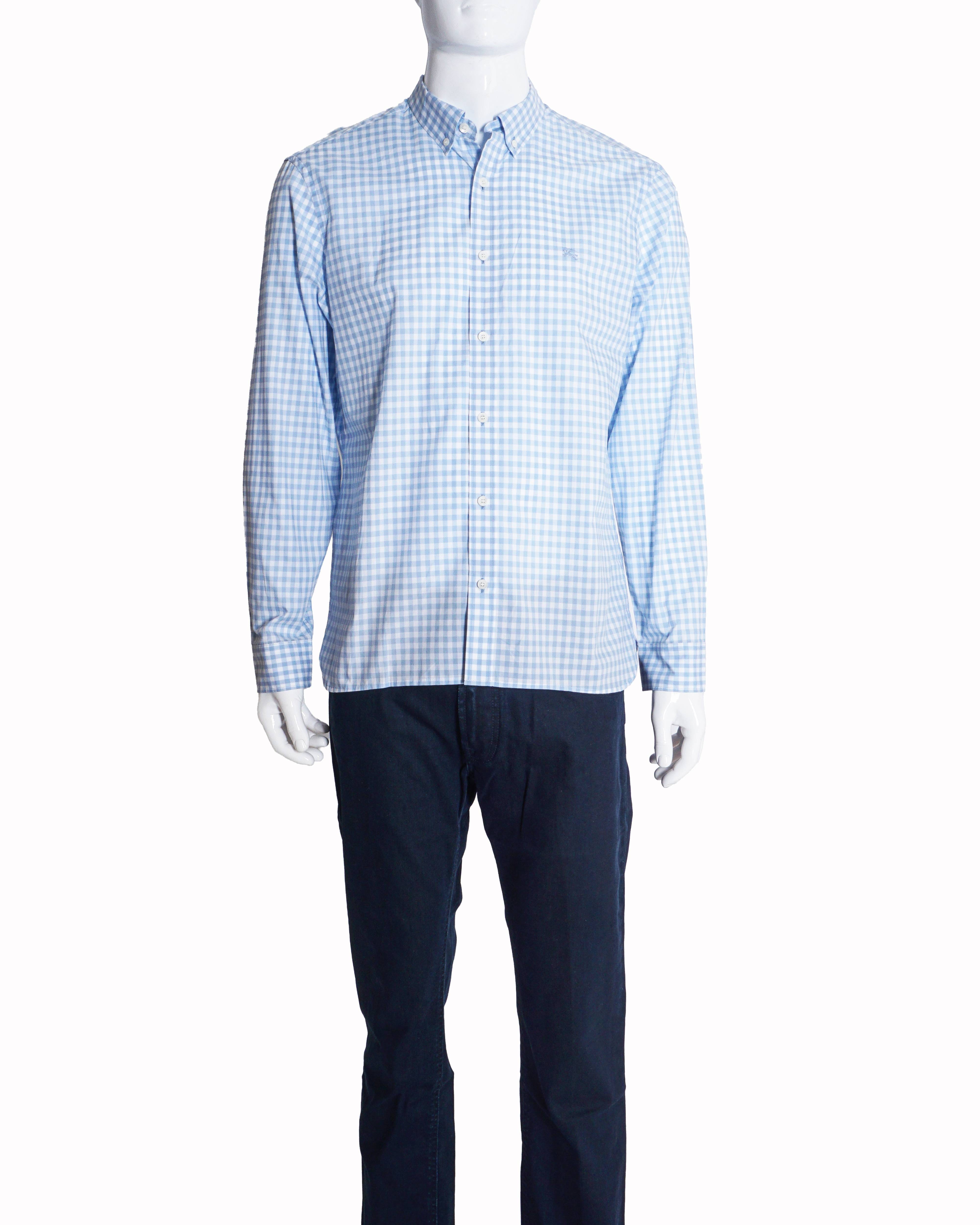 Burberry Men's Sky Blue Gingham Checked Button - Down Shirt