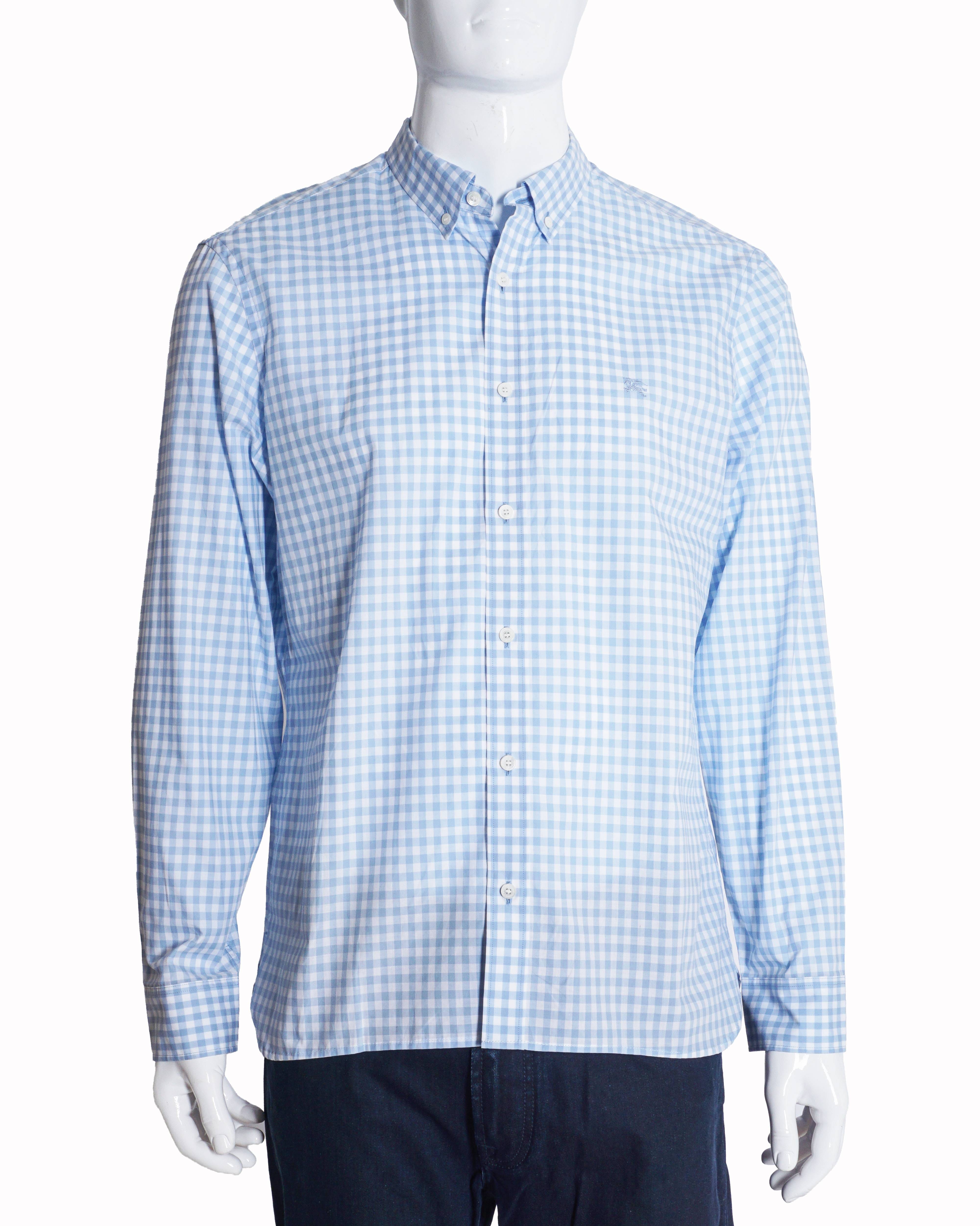 Burberry Men's Sky Blue Gingham Checked Button - Down Shirt