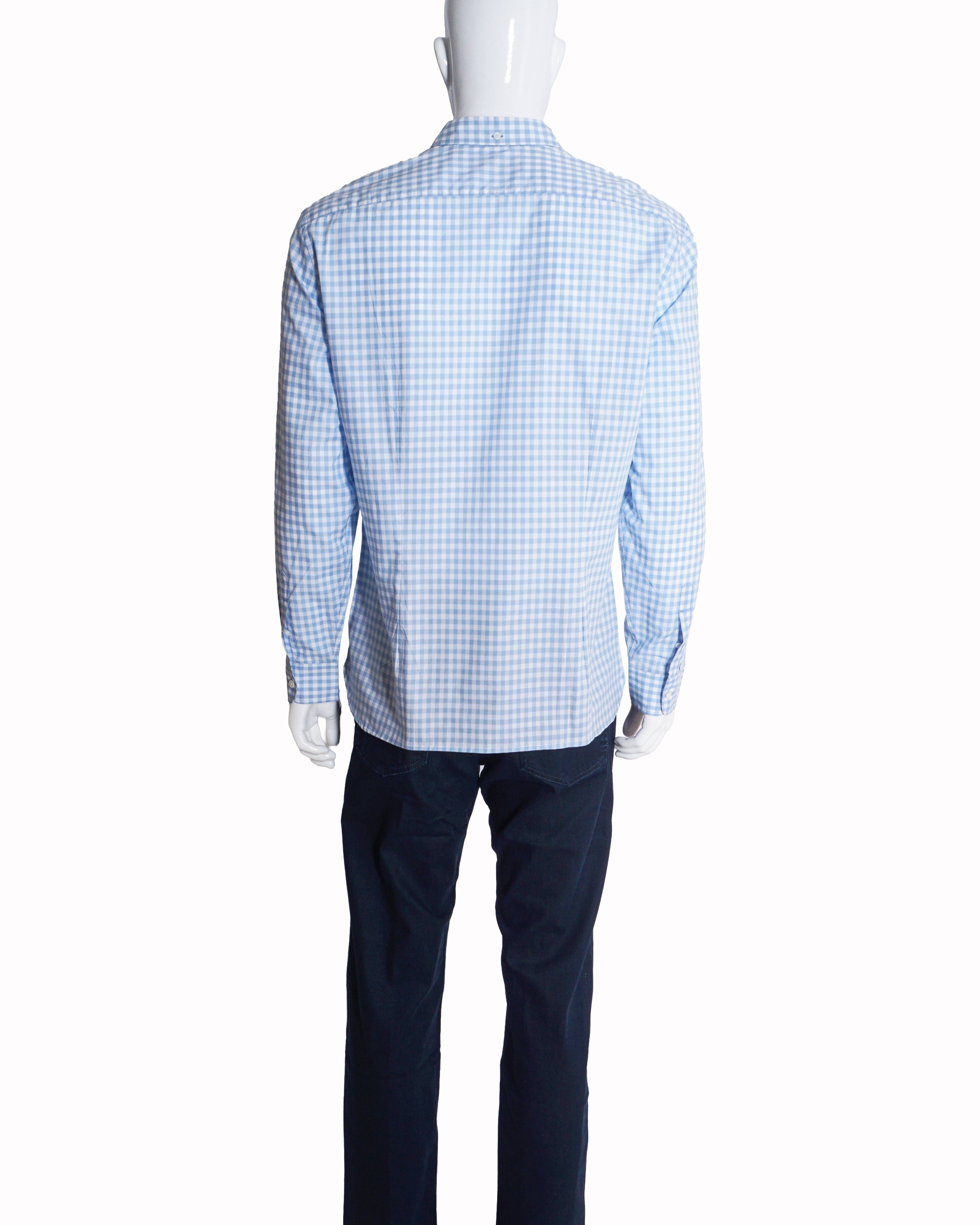 Burberry Men's Sky Blue Gingham Checked Button - Down Shirt