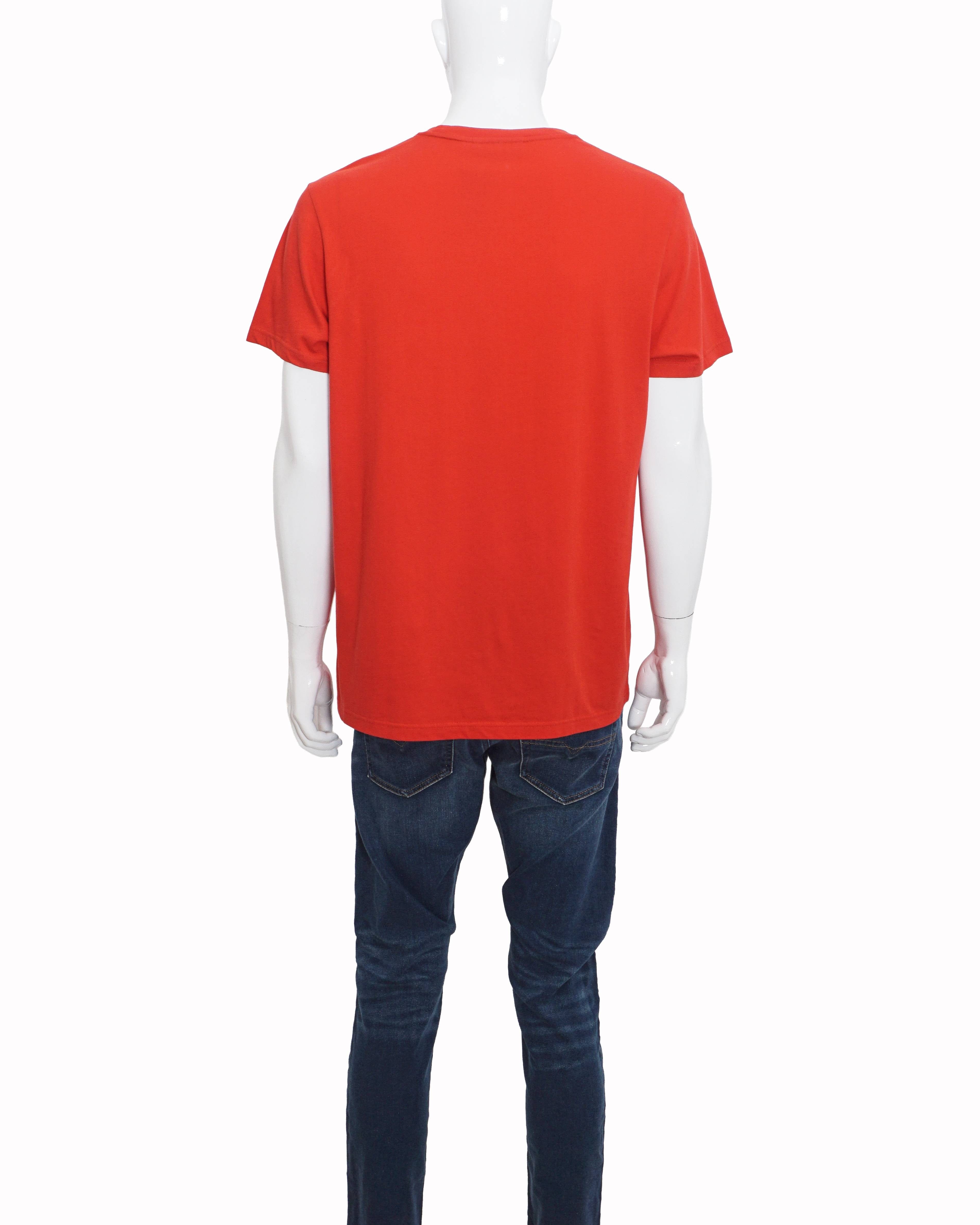 Burberry Coral Red Equestrian Knight Logo Men's T - Shirt