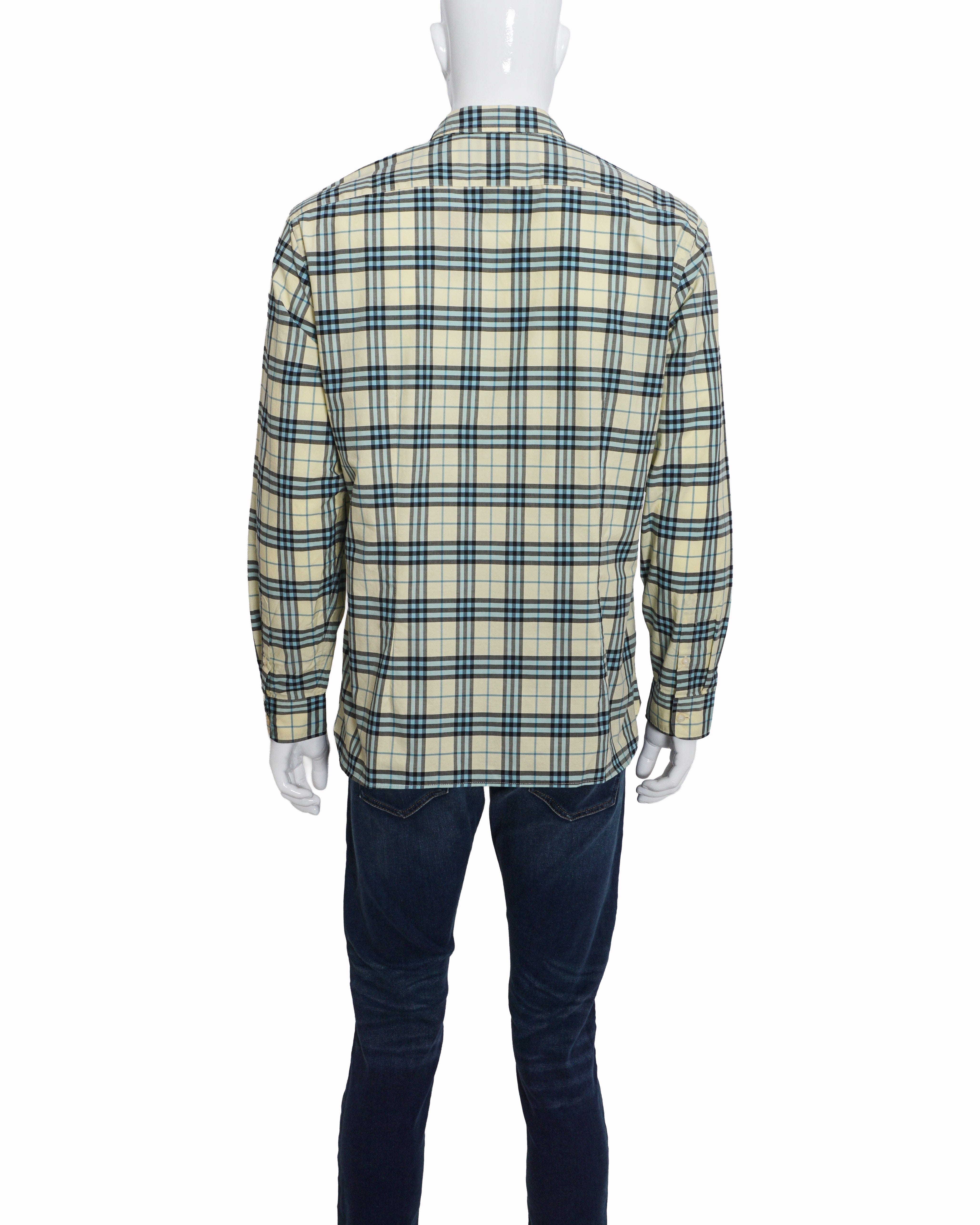 Burberry Men's Yellow & Blue Large Checked Shirt