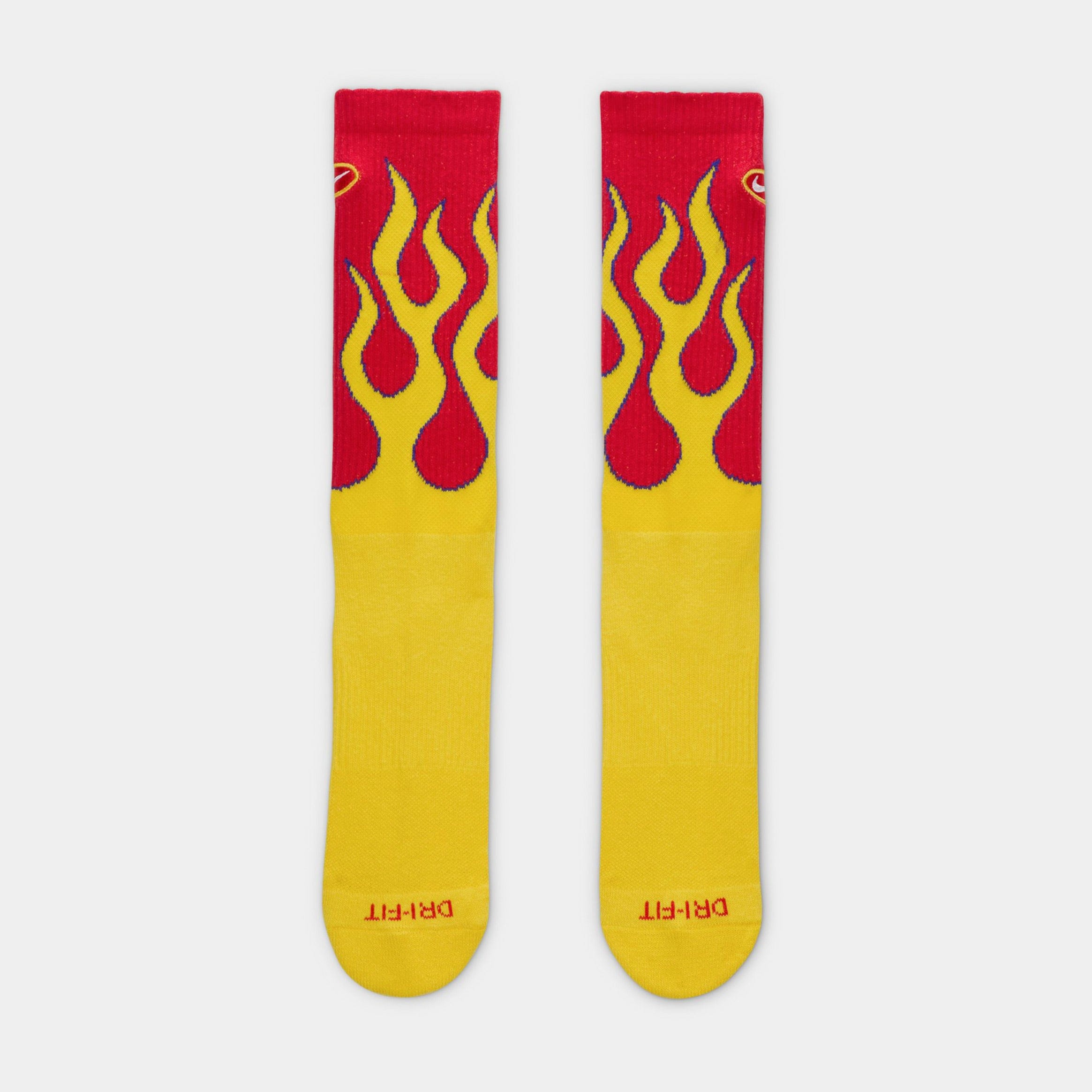 Nike Everyday Plush Cushioned Crew Flames Mens Socks (University Red/Tour Yellow/White)