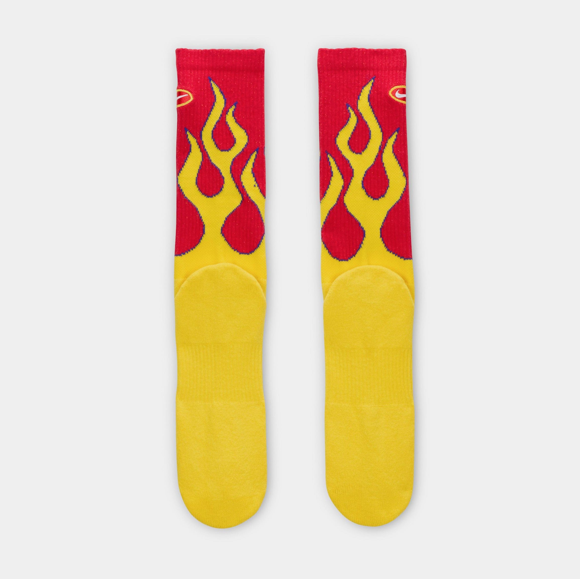 Nike Everyday Plush Cushioned Crew Flames Mens Socks (University Red/Tour Yellow/White)