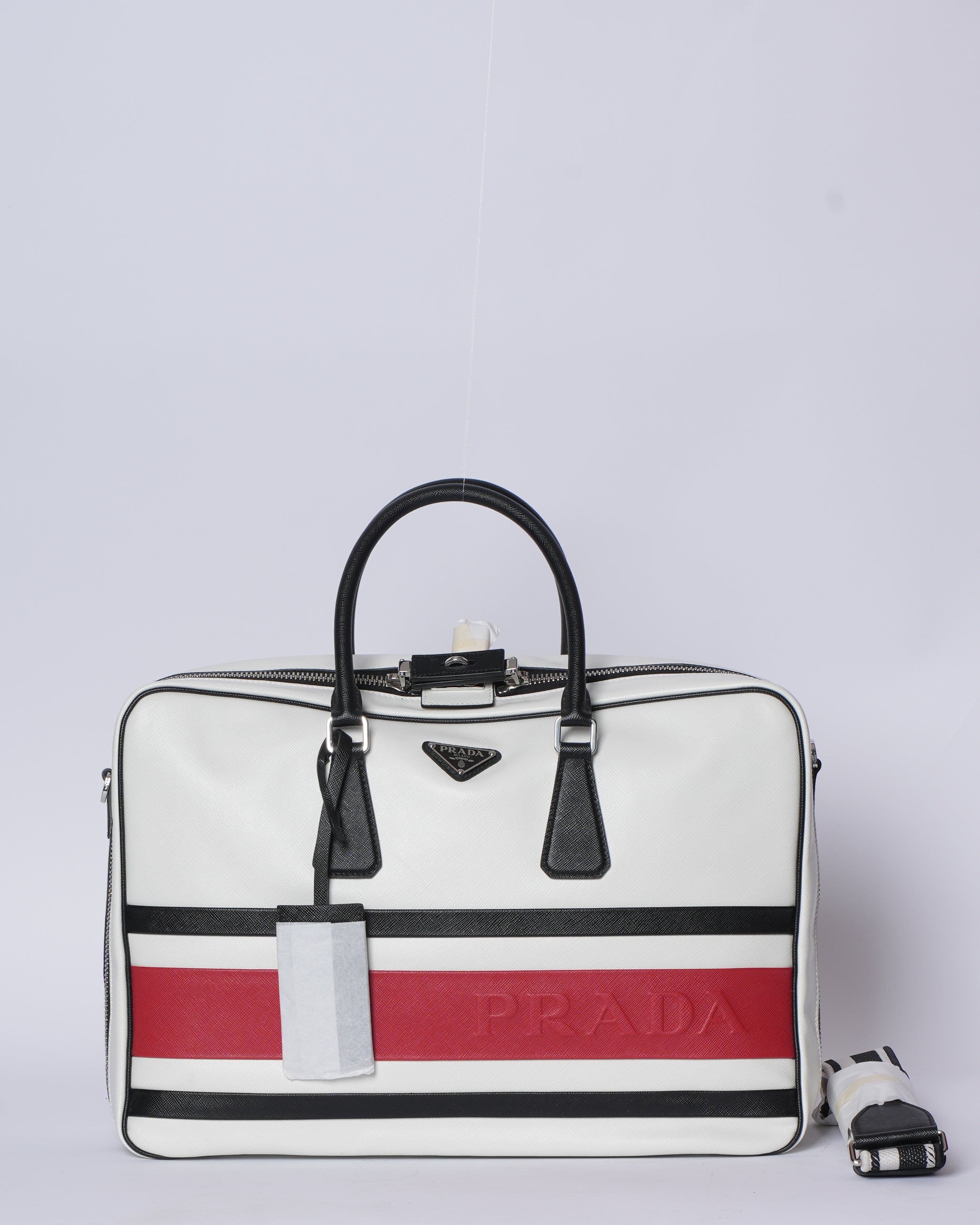 Prada New Prada Saffiano Leather Travel Duffle Luggage Bag