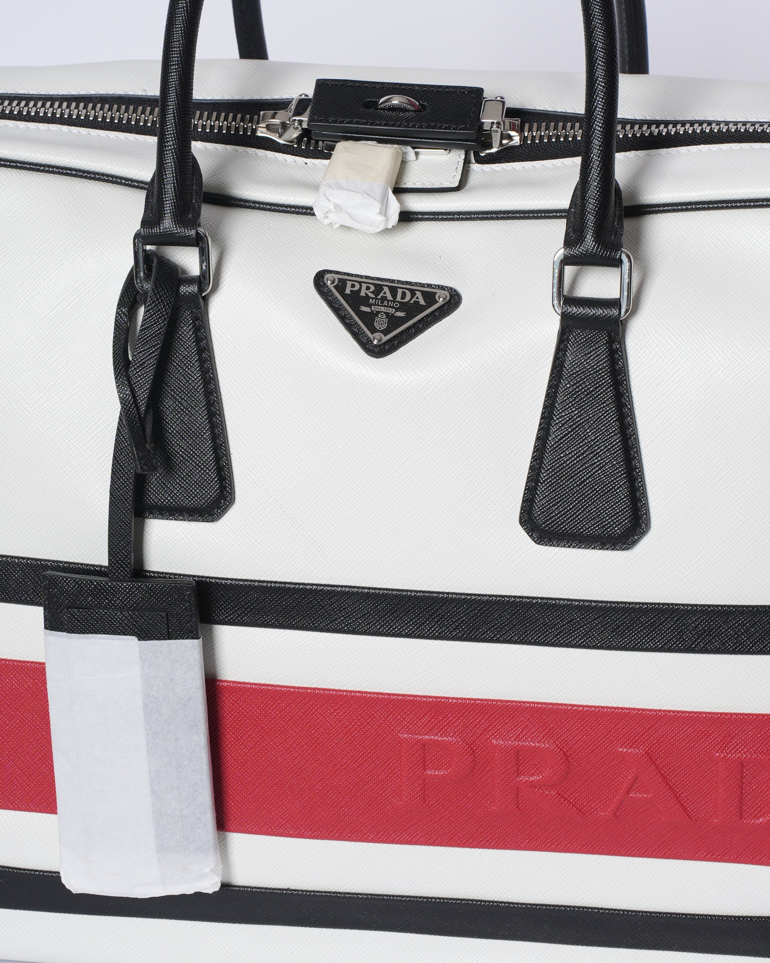 Prada New Prada Saffiano Leather Travel Duffle Luggage Bag