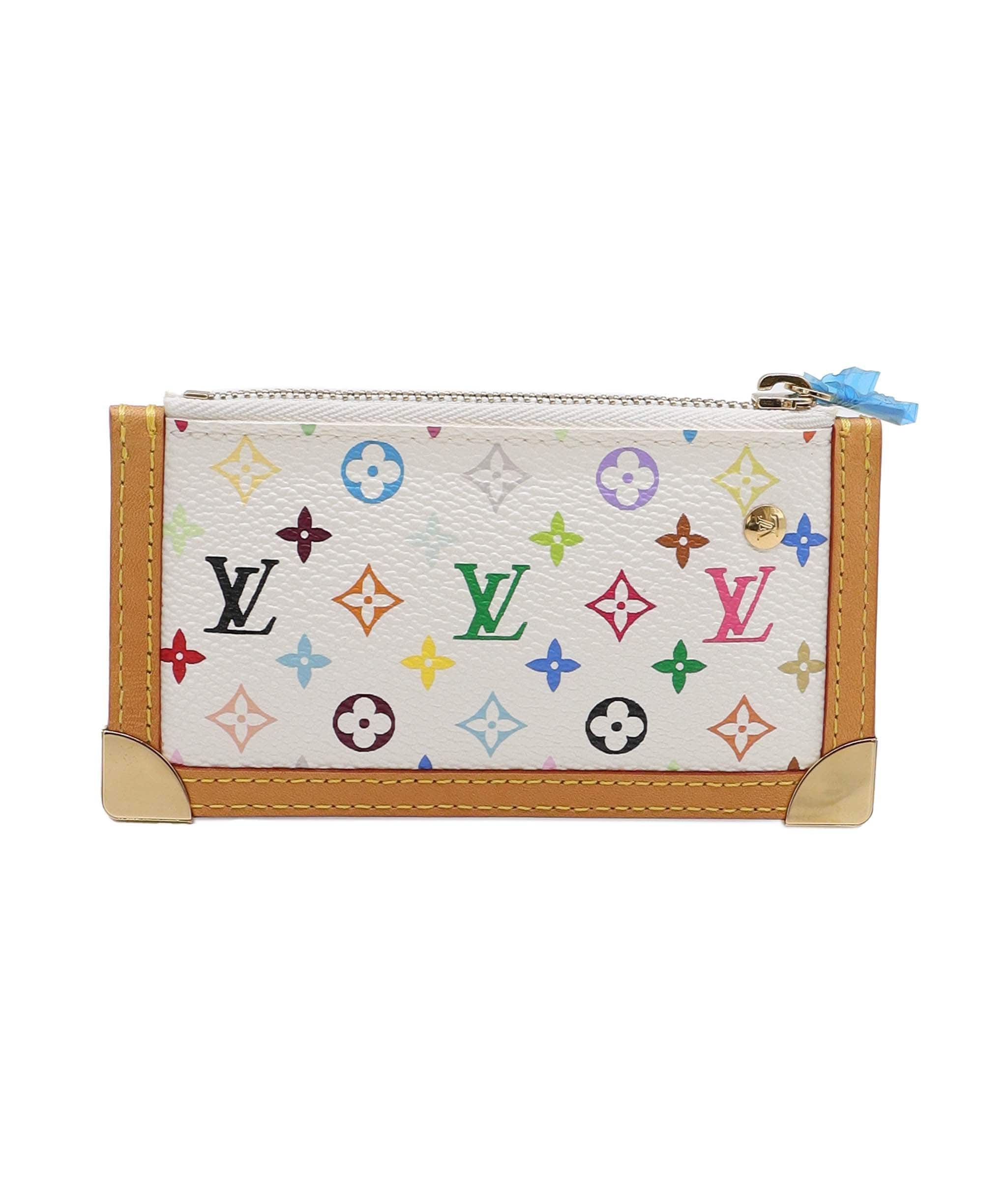 Louis Vuitton Monogram Multicolor Pochette Cles Purse White M92655 Auth 48836A