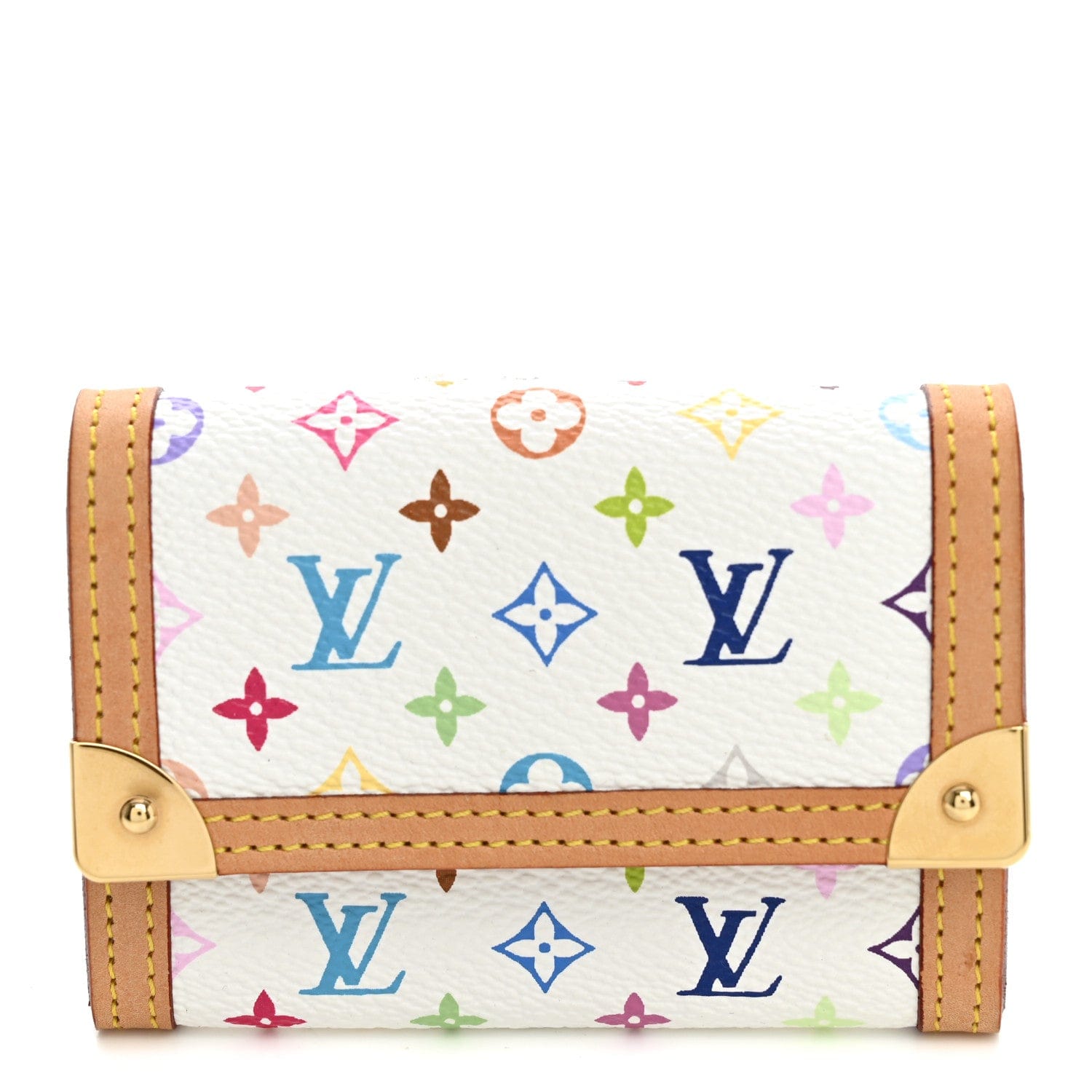 Louis Vuitton Monogram Multicolor Porte - Monnaie Plat Coin Purse White