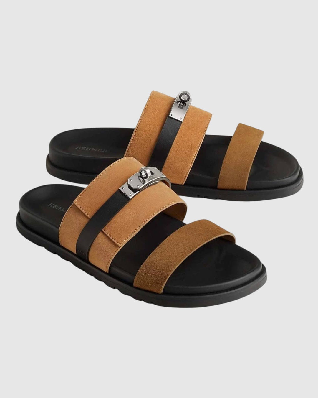Hermes Jackson Sandals in Multicolor Suede Brun Fume