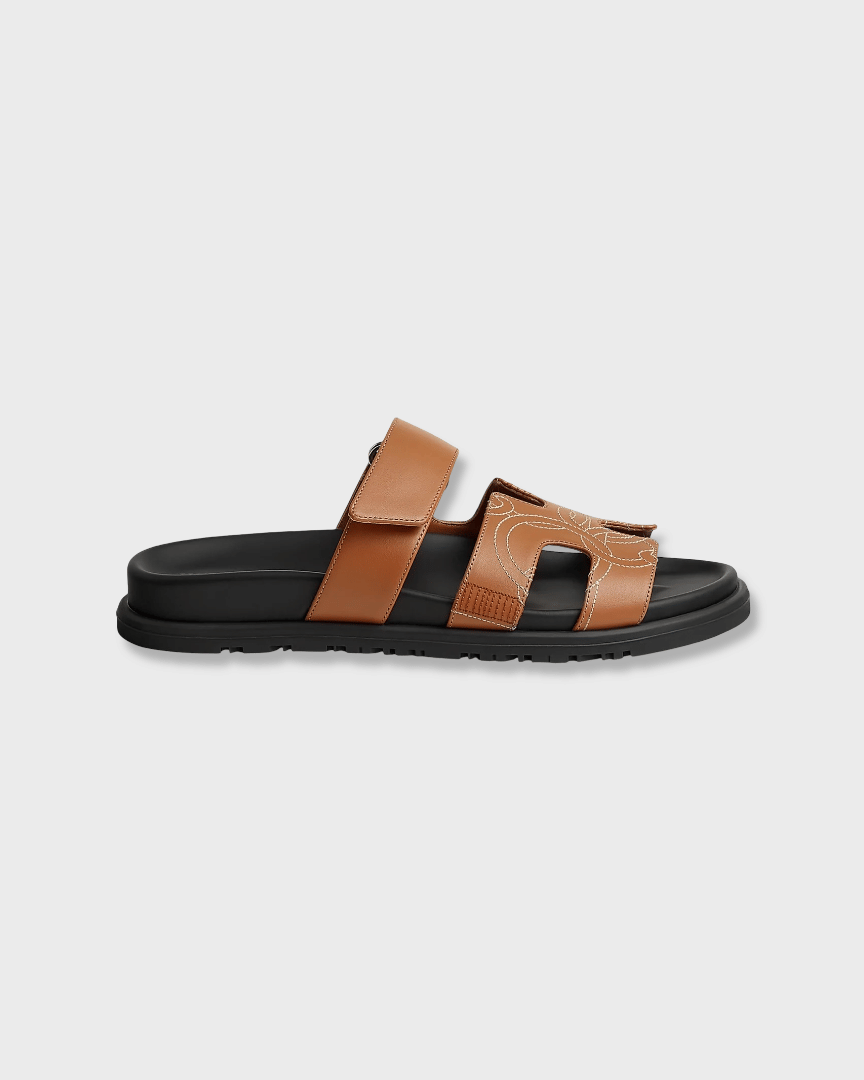Hermes Chypre Sandal Panoplie Equestre Embroidered Calfskin